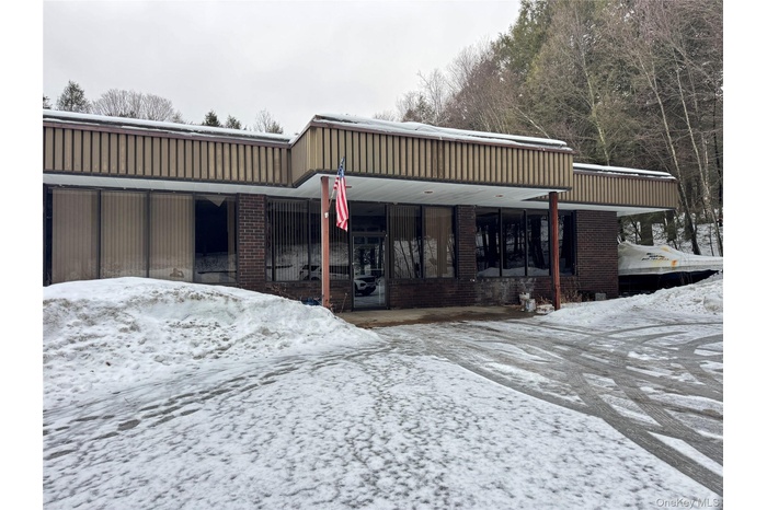 View of snow covered building