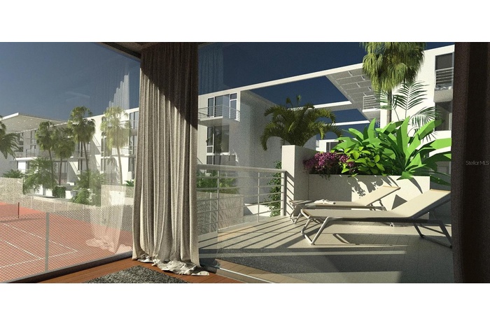 Builder Rendering of Outdoor Terrace Unite with Direct View of Competition Play!