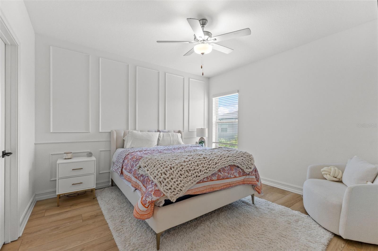 Bedroom with custom built in closet