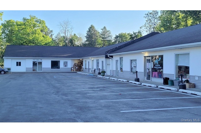 Front showing the newly striped parking lot