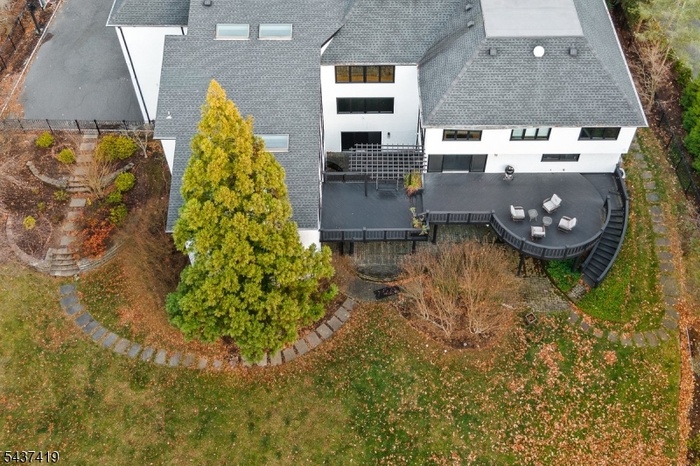 Birds eye view backyard deck