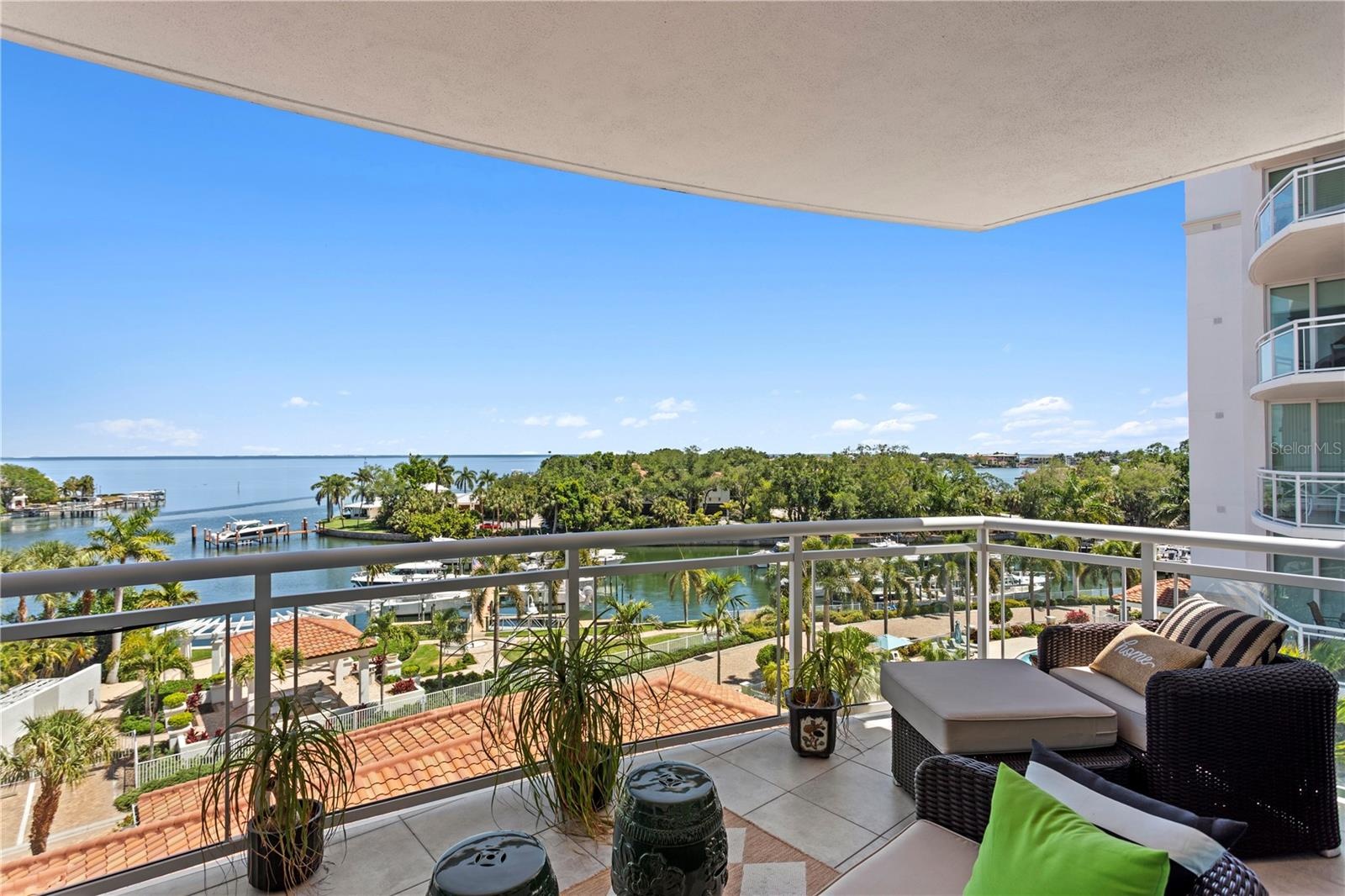 Open water views of Tampa Bay from your private balcony