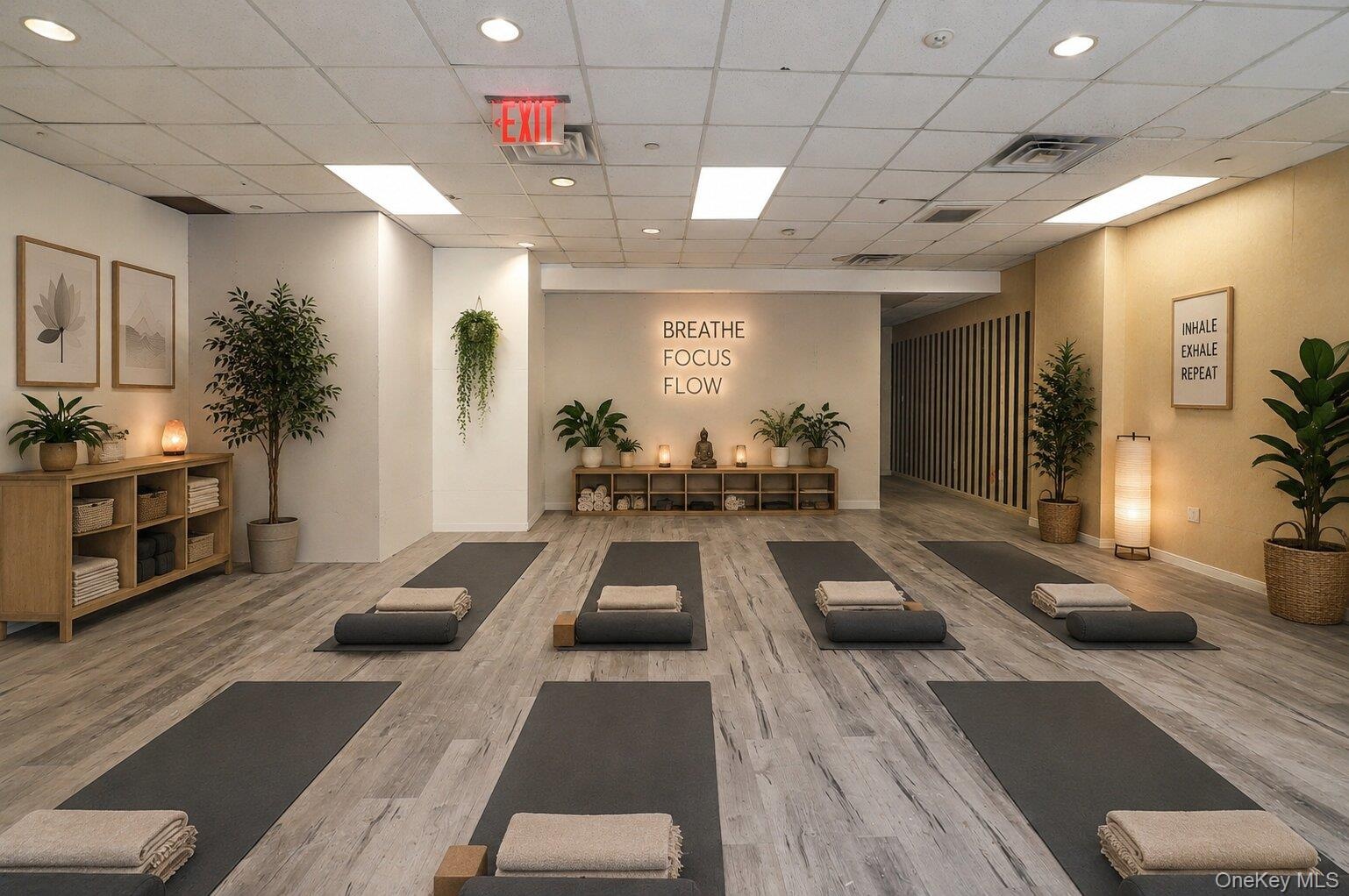 Virtually staged yoga studio