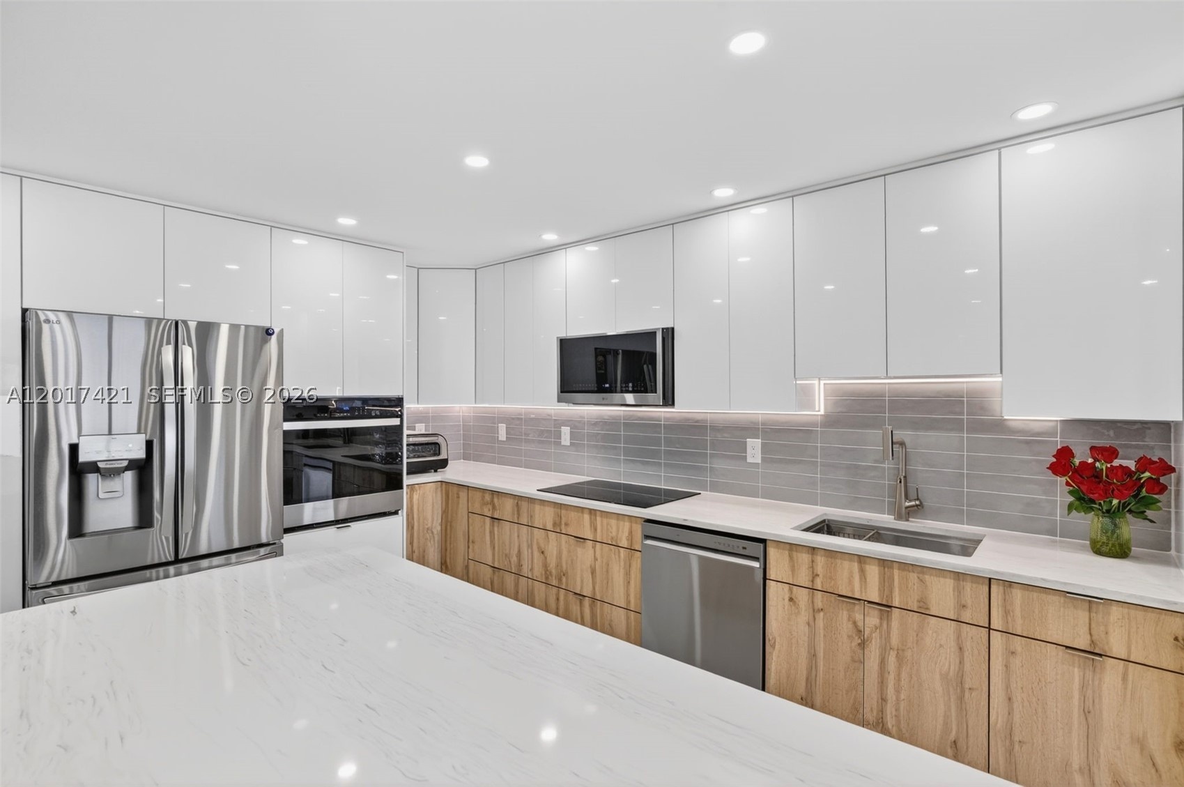 Gorgeous new kitchen cabinets and appliances for great meal prep and entertaining