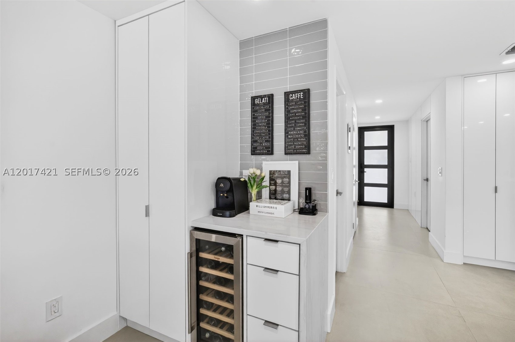 Bar area w/ wine cooler / coffee station w/ extra storage