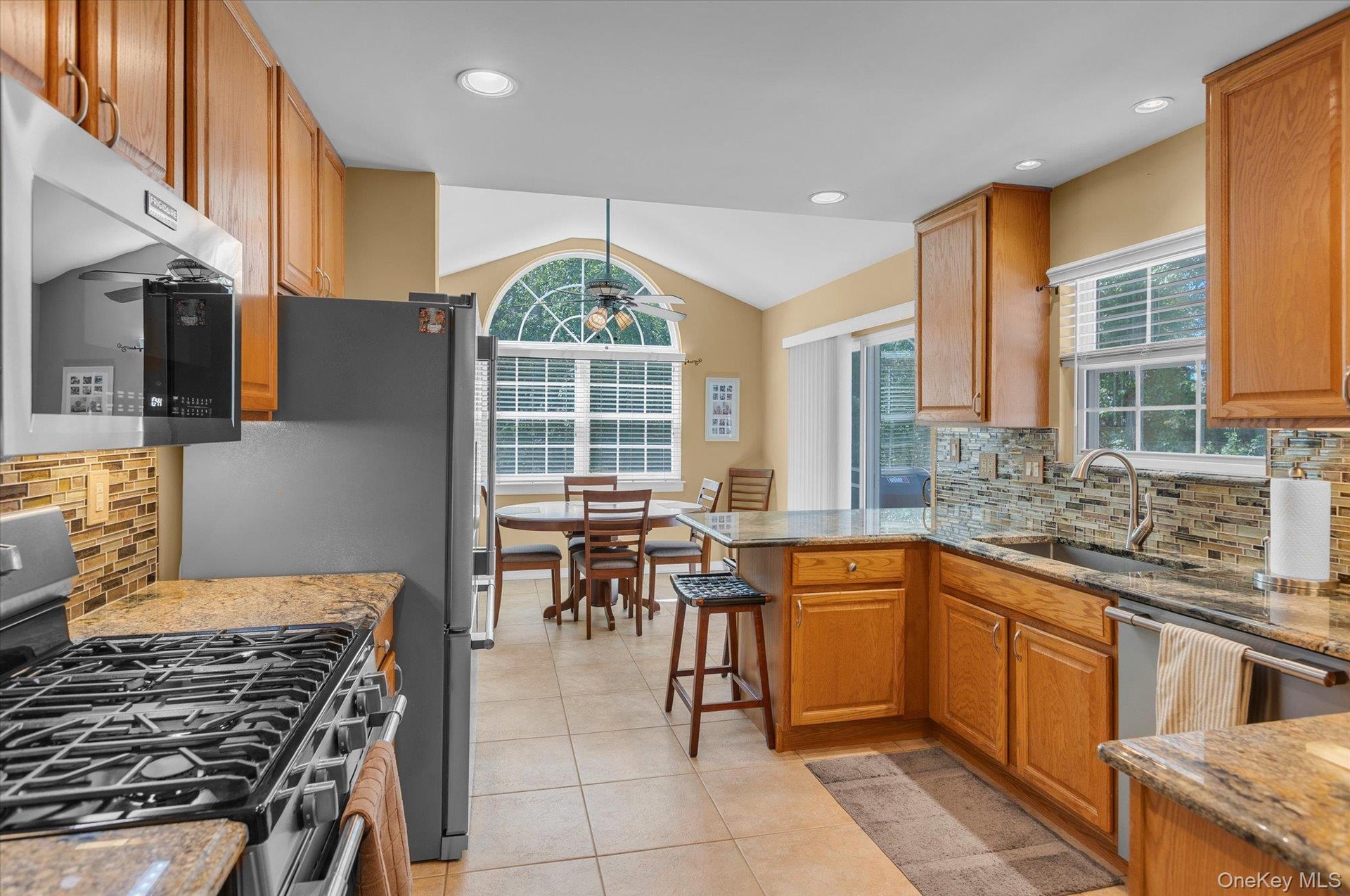 View from kitchen to dining area.