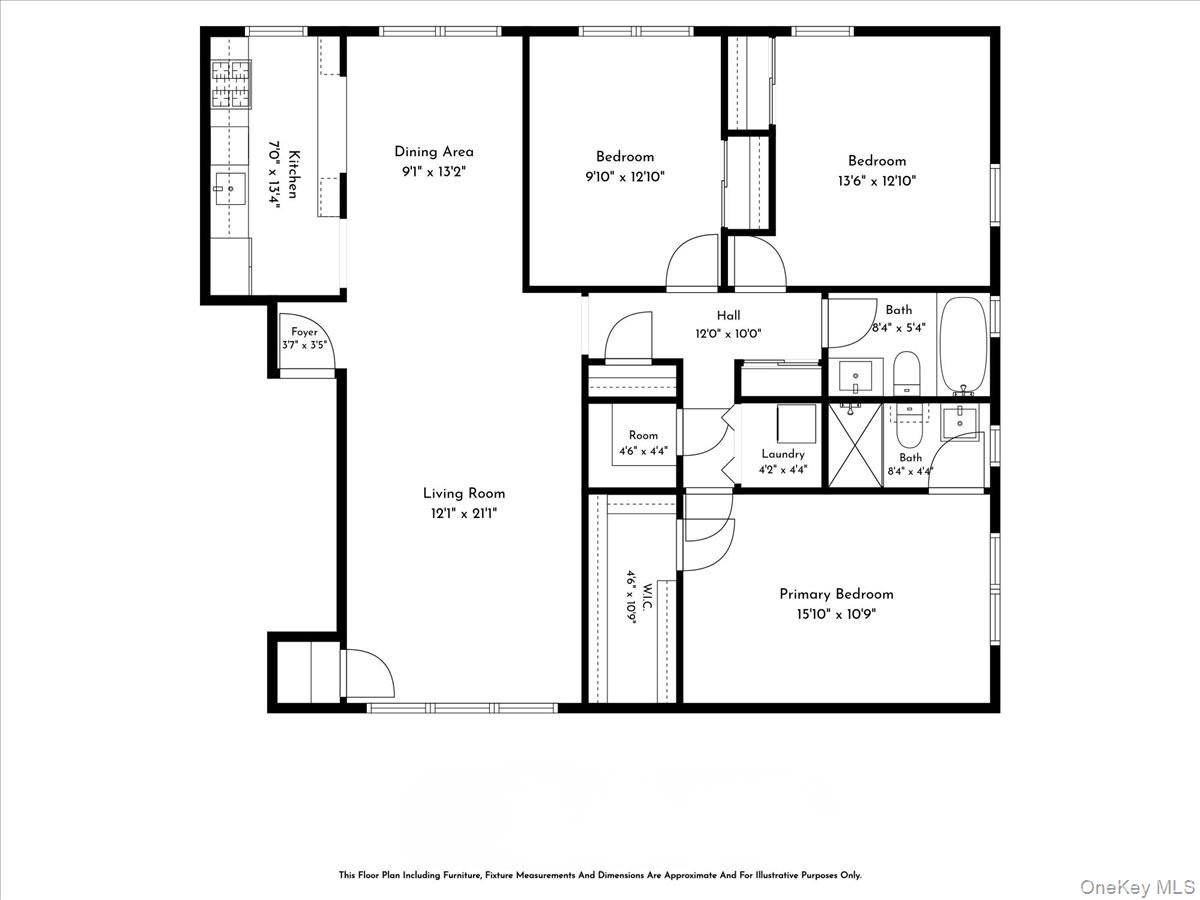 Spacious 3 bed & 2 full bathroom Floor Plan