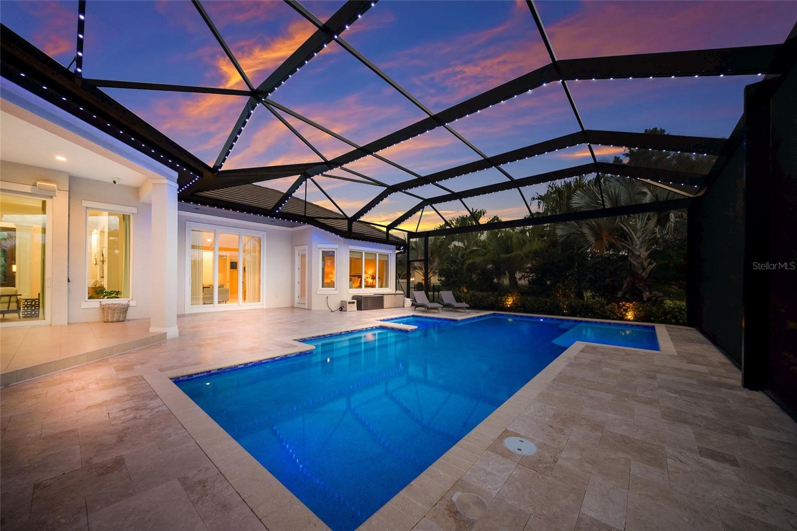 Pool cage has custom lighting