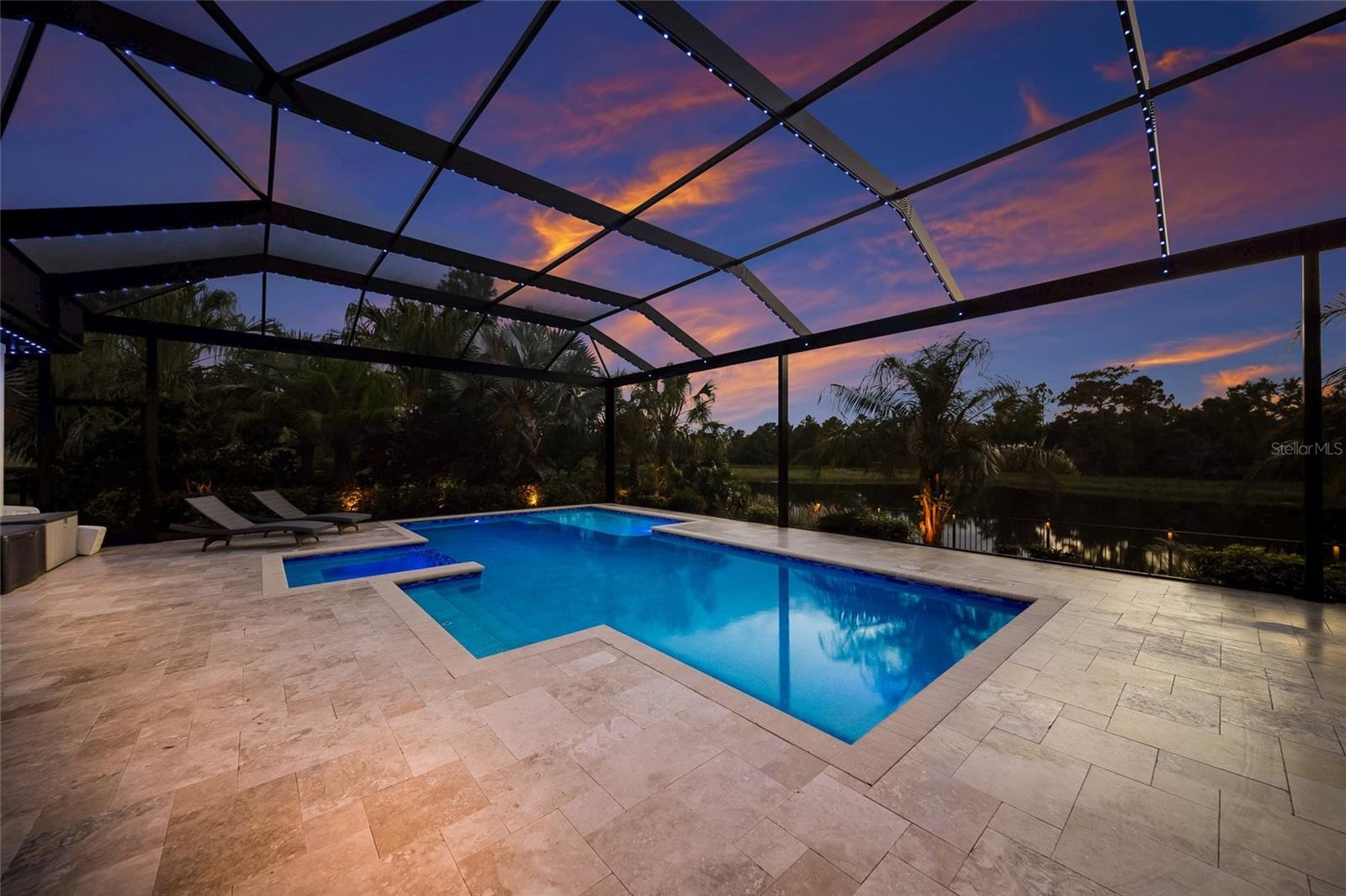 Newer travertine decking