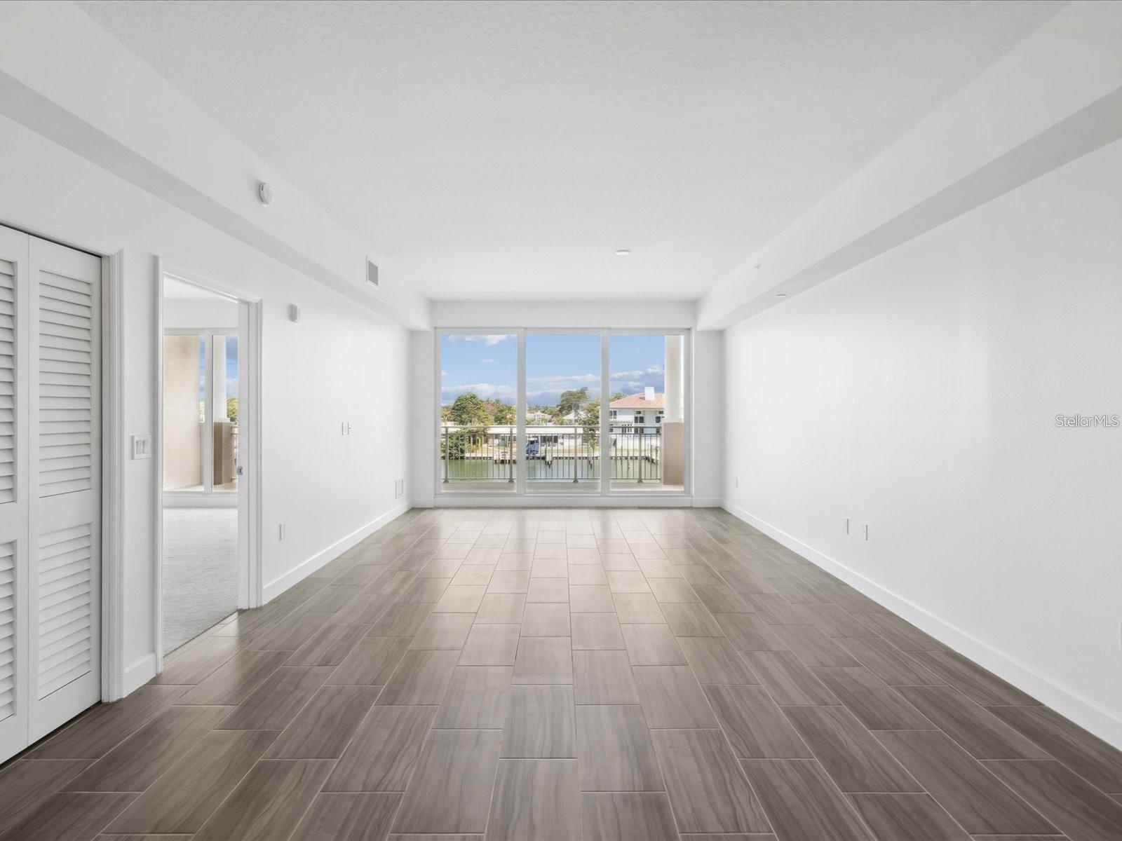Family room looking to balcony