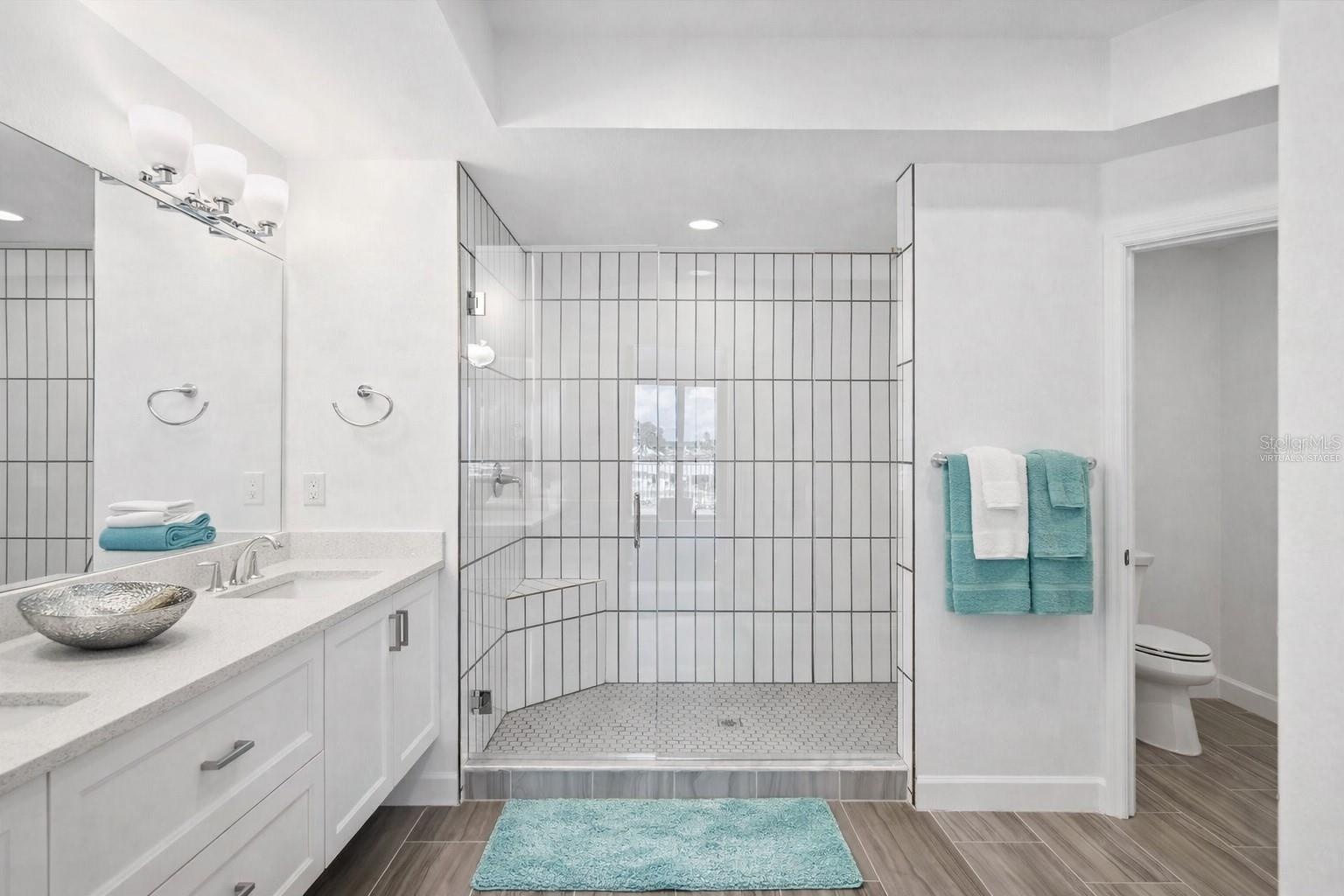 Primary bathroom virtually staged