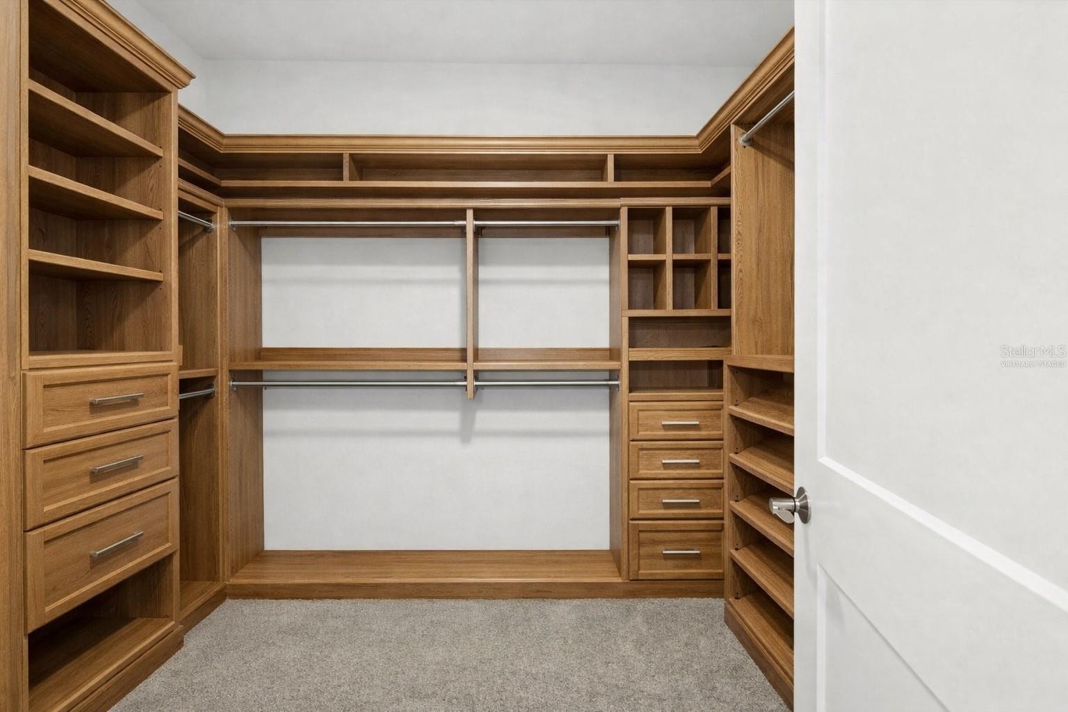 Virtually staged Primary closet