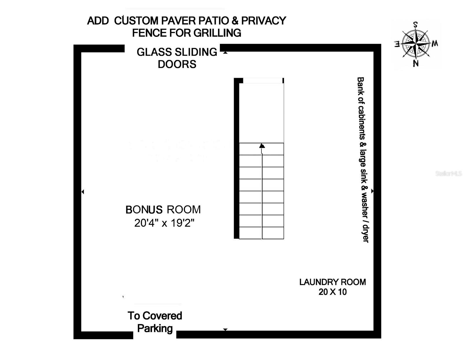 Floor Plan Ground Floor - Level 1 -Bonus Room & Laundry