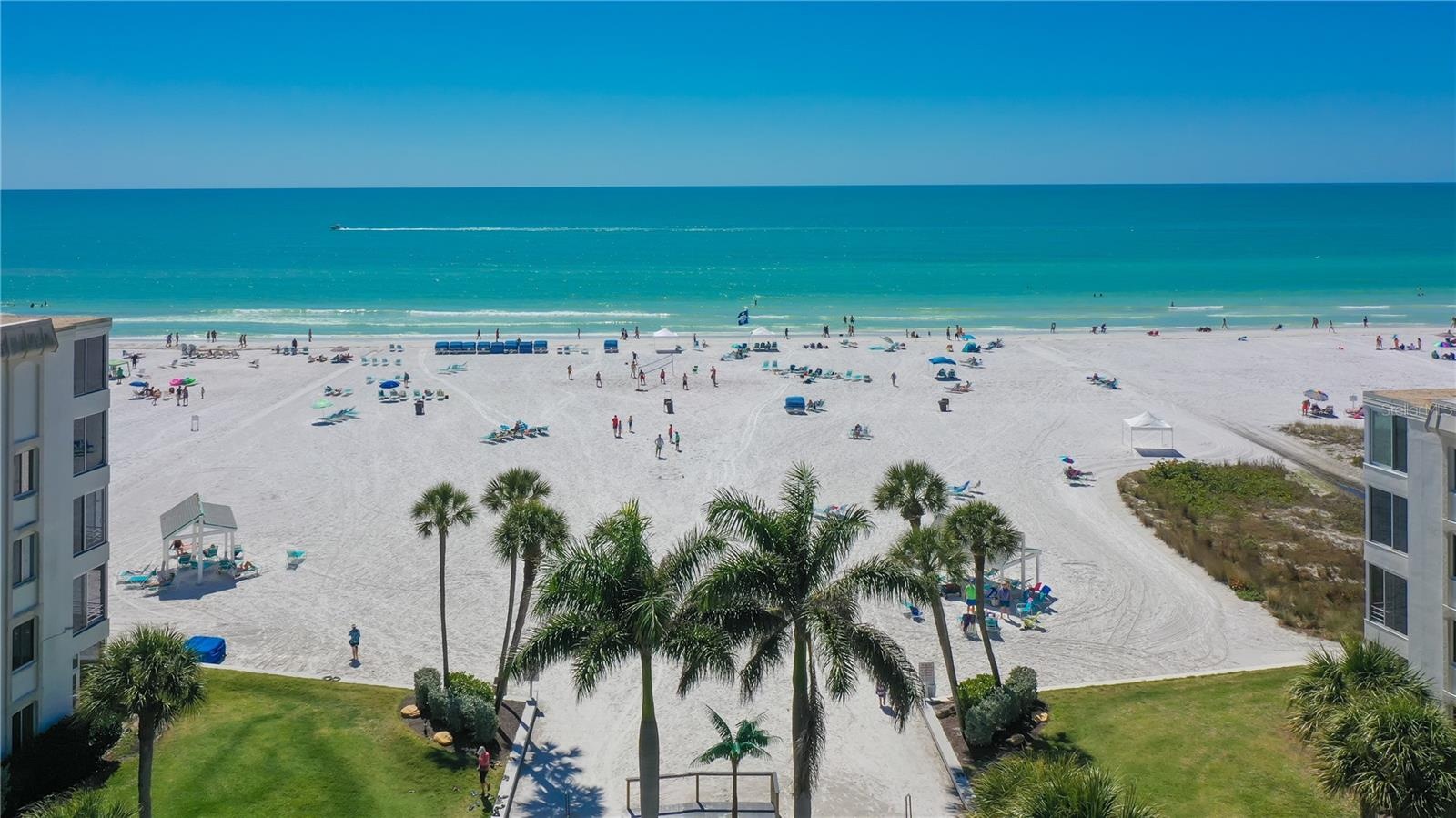 Aerial view from between  the condo midrise towers