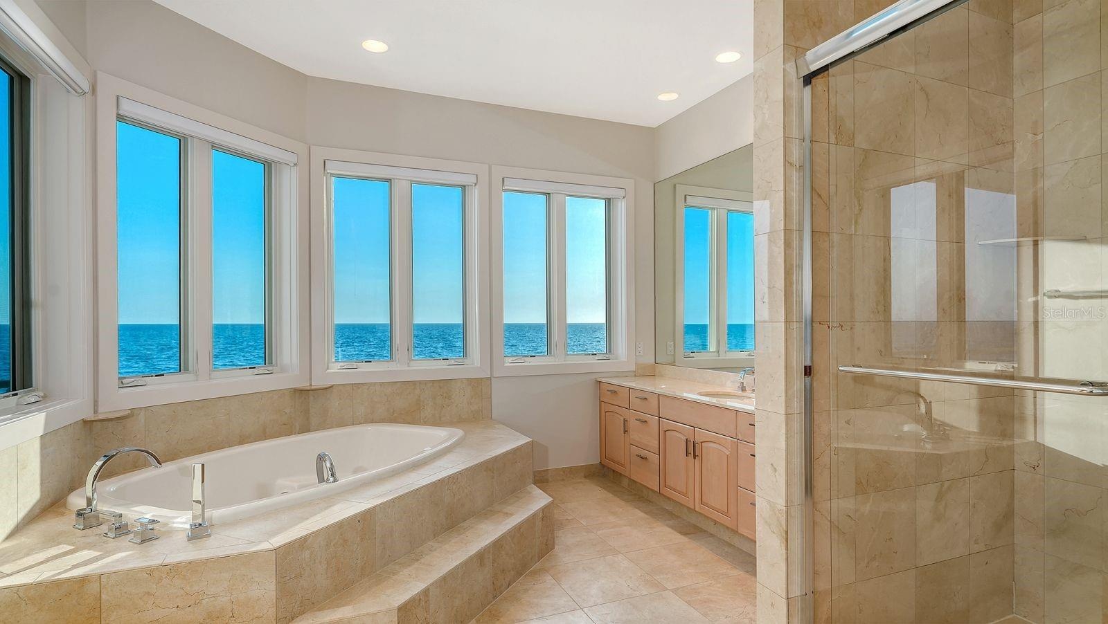 Primary bathroom with plenty of natural light