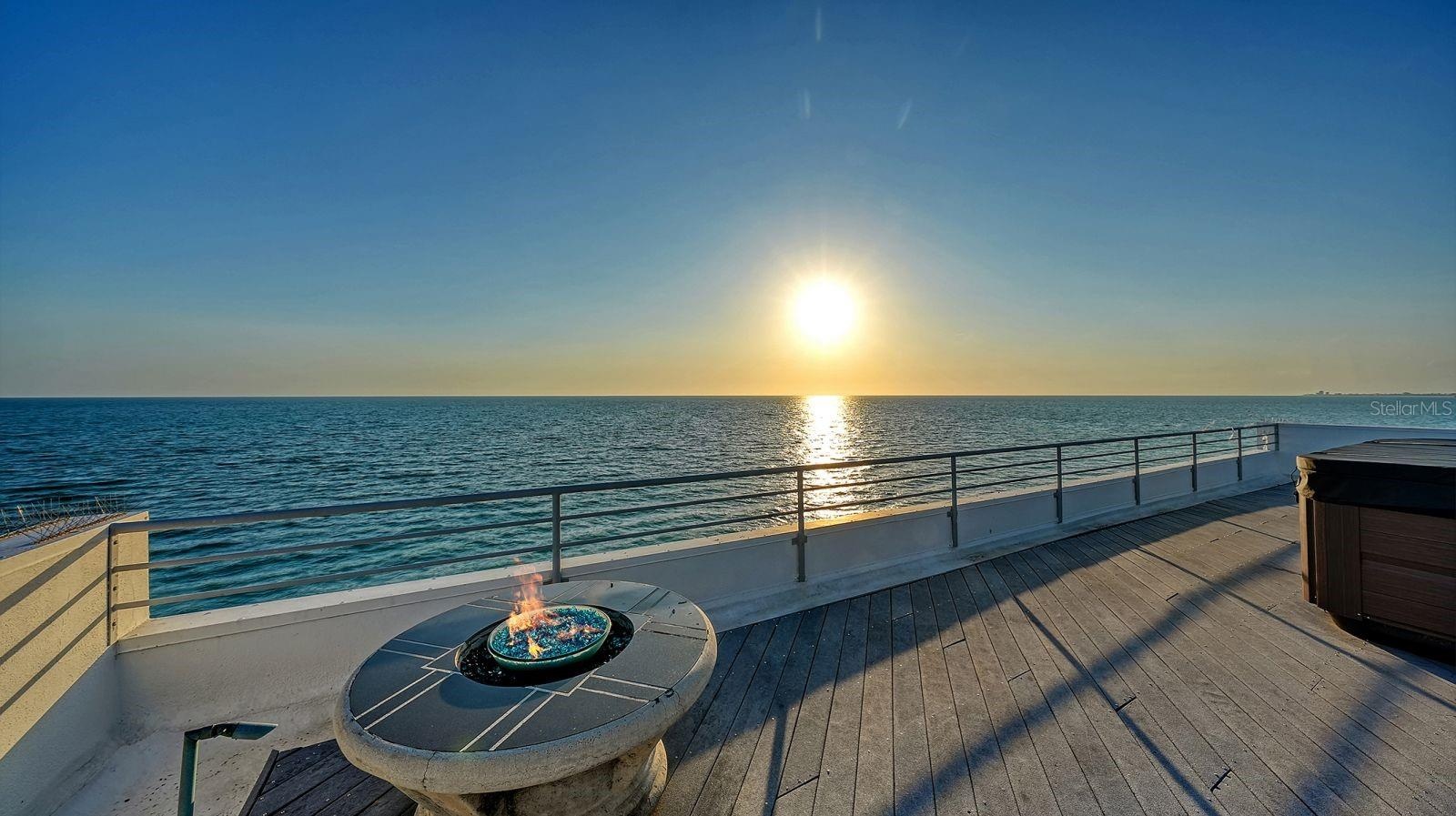 Balcony firepit with gas line