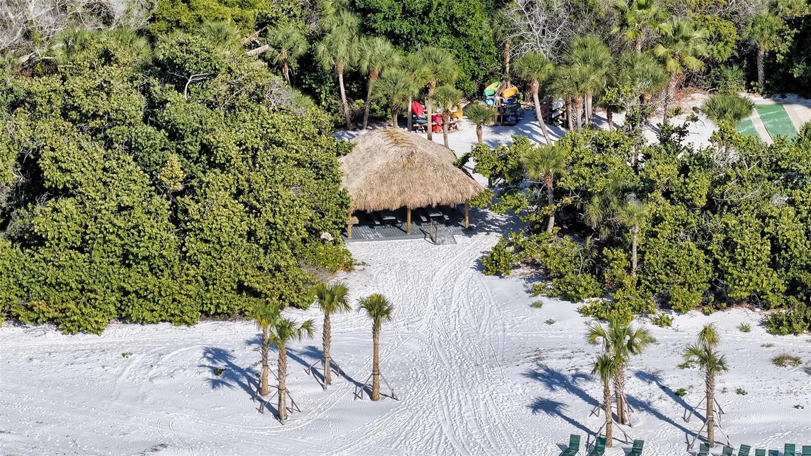 Aerial view of the new beachside Tiki Hut.