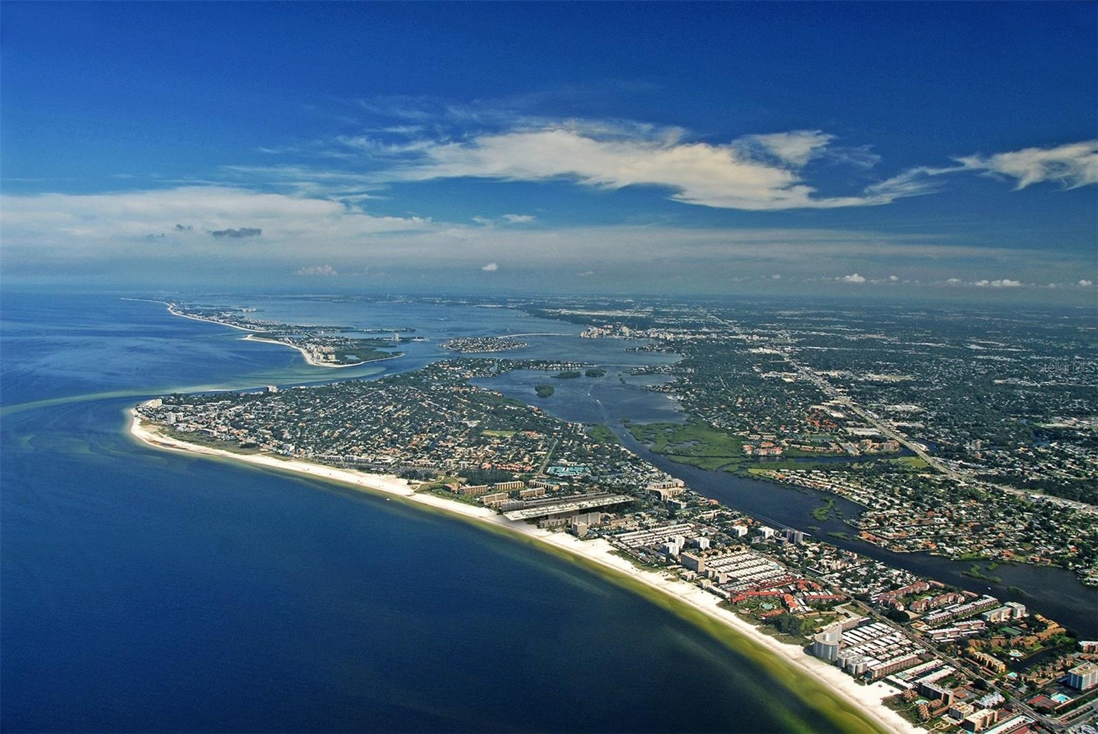 Aerial view of Whispering Sands on the westernmost point of beautiful Siesta Key!
