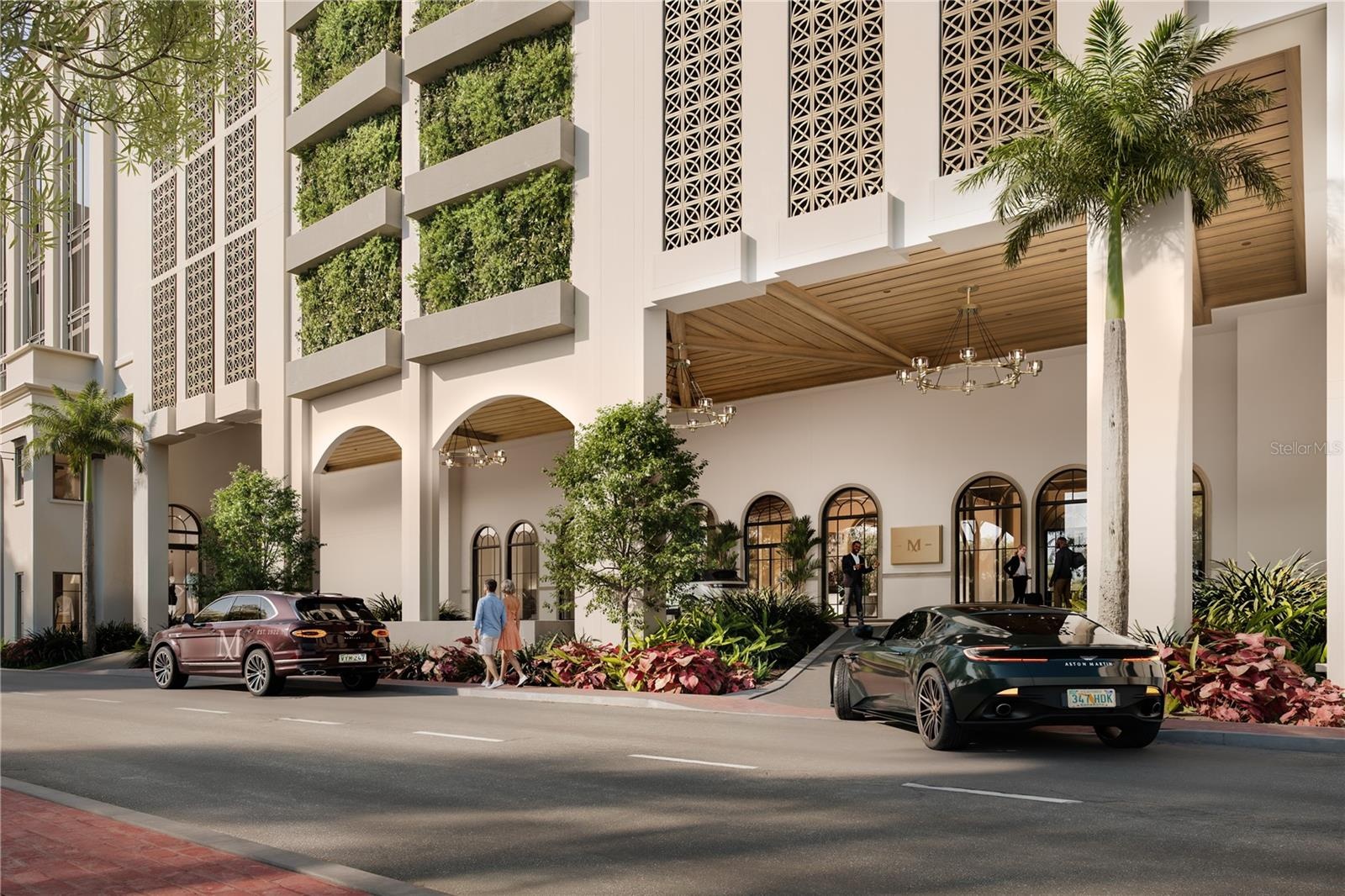 Gracious porte-cochere arrival offering both valet service and convenient self parking.