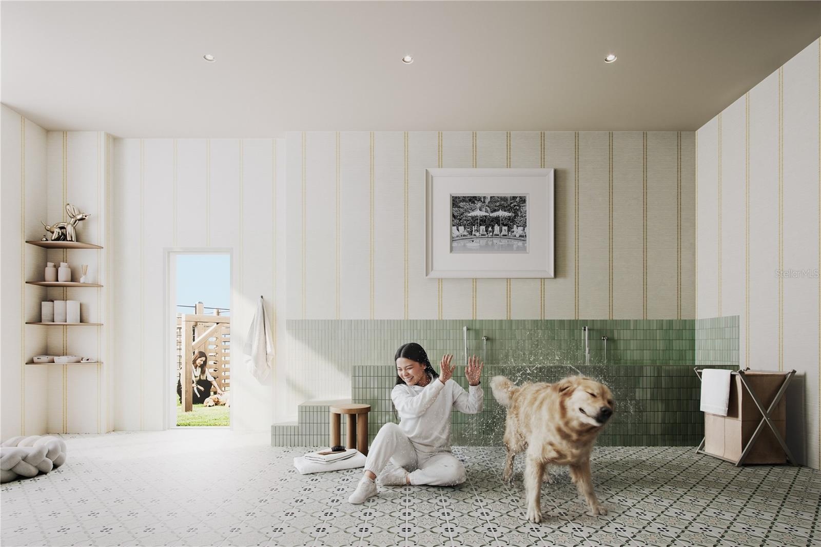 Pet-friendly living at its finest - dedicated for convenience and care, opening directly to the dog run area for easy access after outdoor play.
