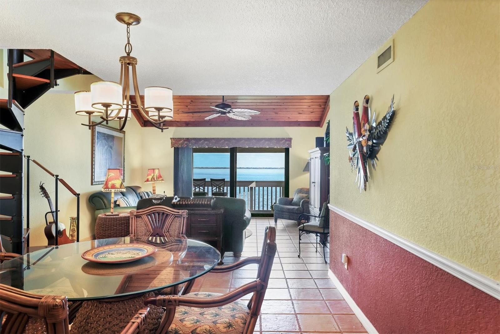 Dining Area with Full Bay Backdrop