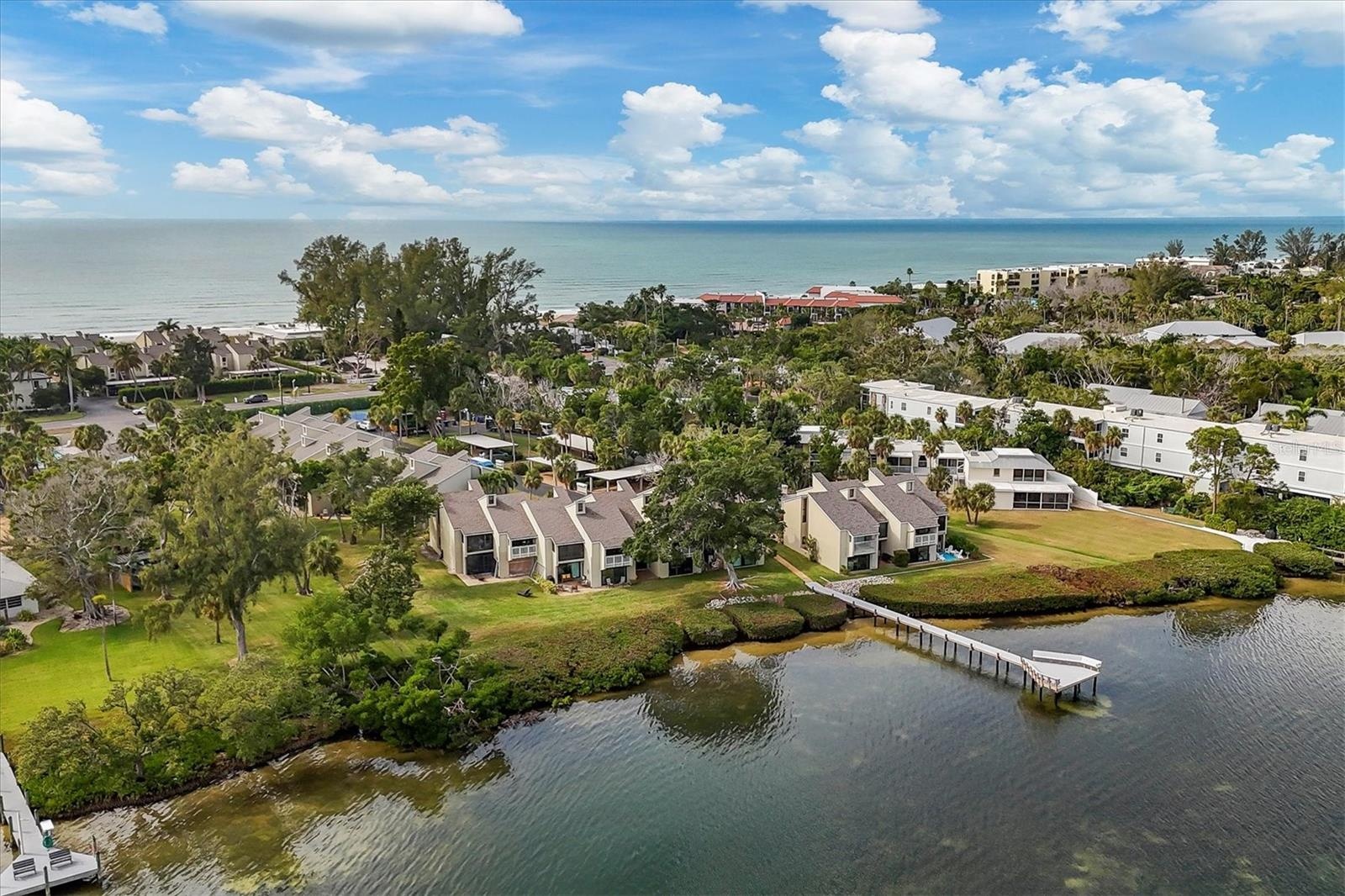 Rear of condo with Day Dock / Fishing Pier & Gulf View in background