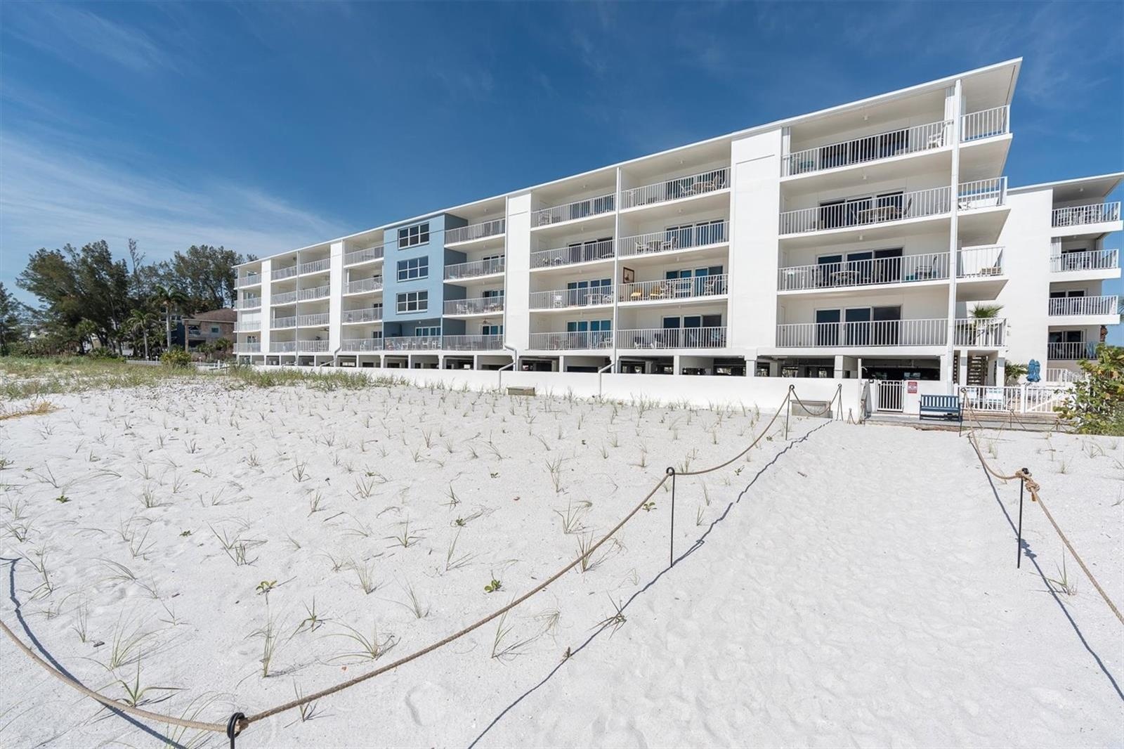 View of the building from the beach