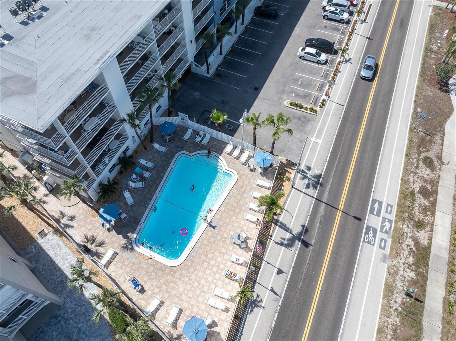 Aerial view of the pool