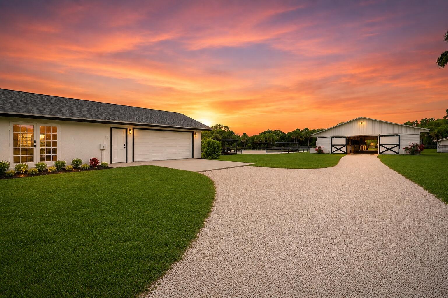 Side of the house at Sunset