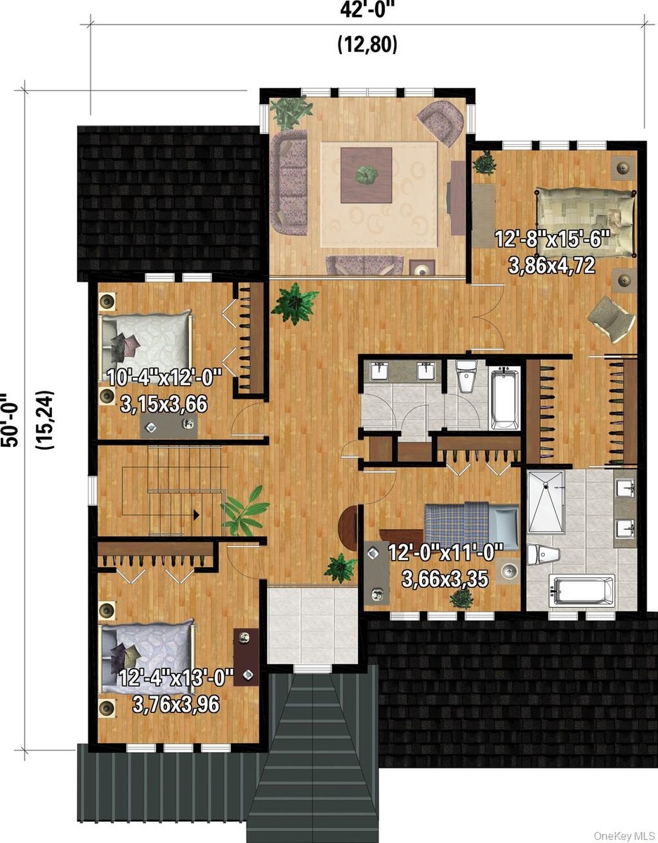 Second Floor.  4 bedrooms with 2 bathrooms