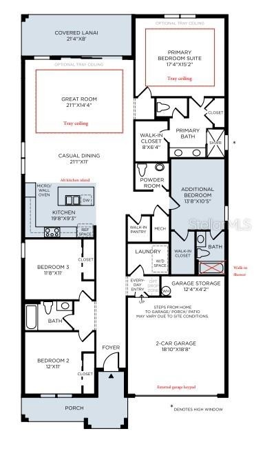 Floor plan layout with upgrades