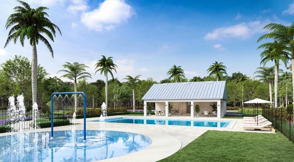 Community pool and splash pad rendering