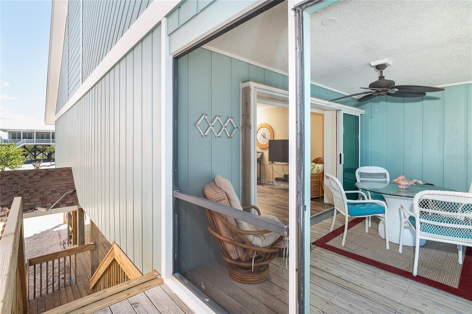 .Rear Deck and Back Stairs to the Beach.