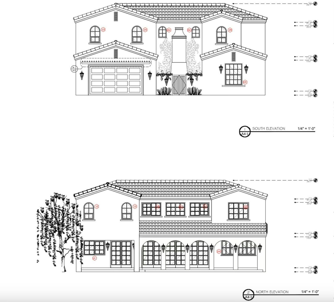Frontal and Rear Elevations