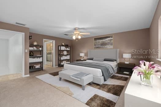 virtually staged primary bedroom