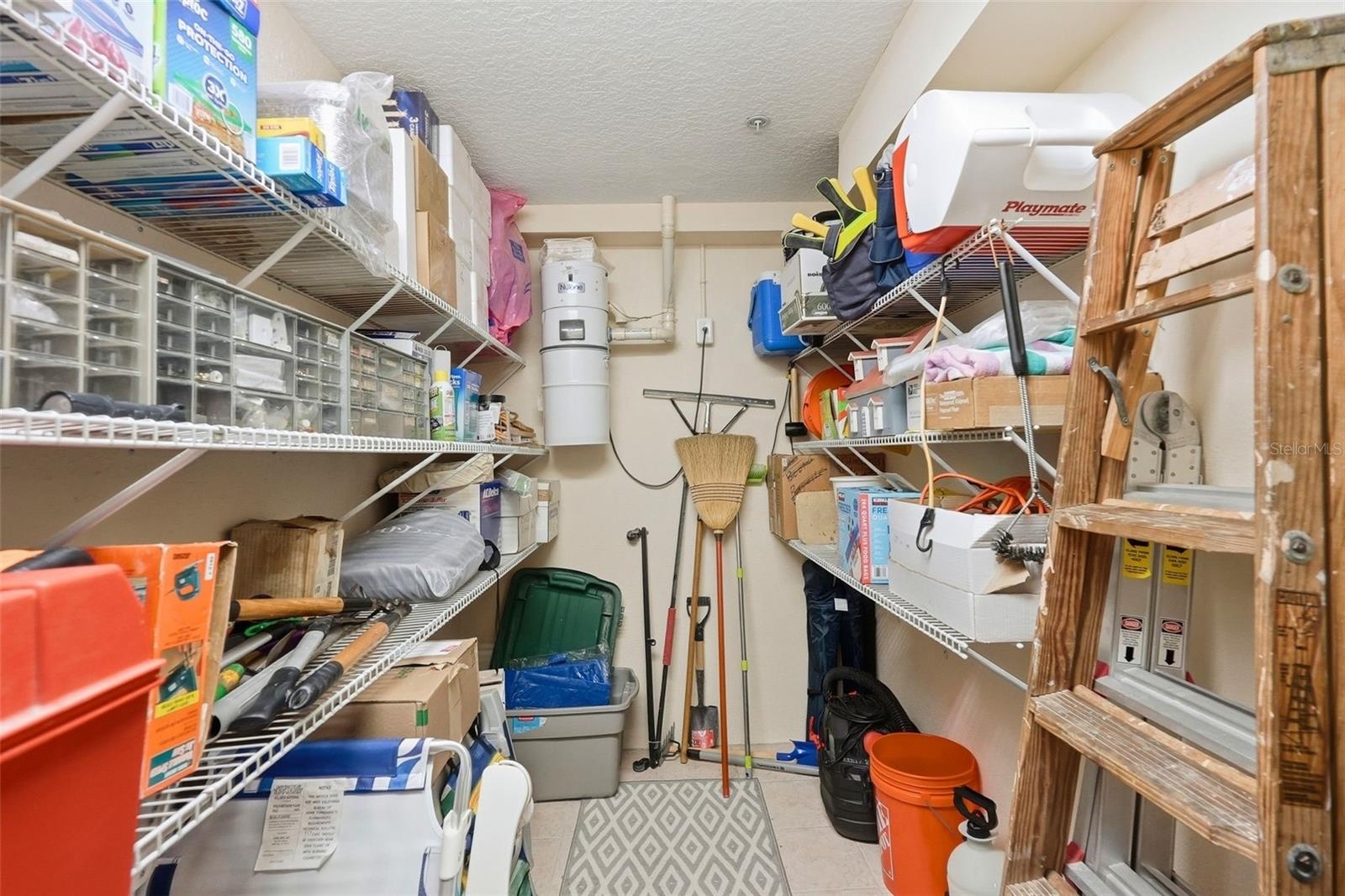 This is the extra storage room the owners made by putting up a wall in the garage.  The wall can be removed to convert back to a 2 car tandem garage.