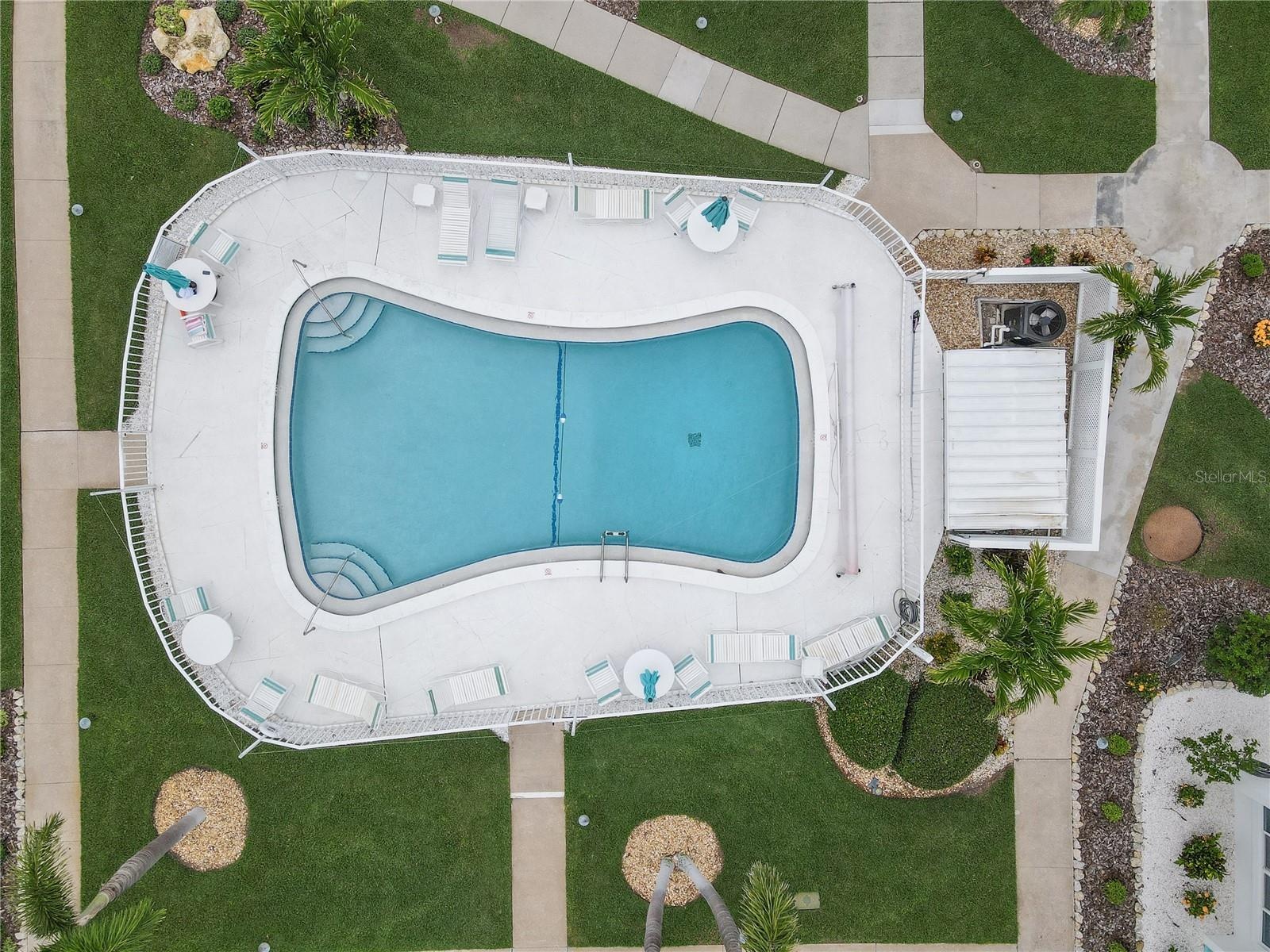 Heated swimming pool in the courtyard