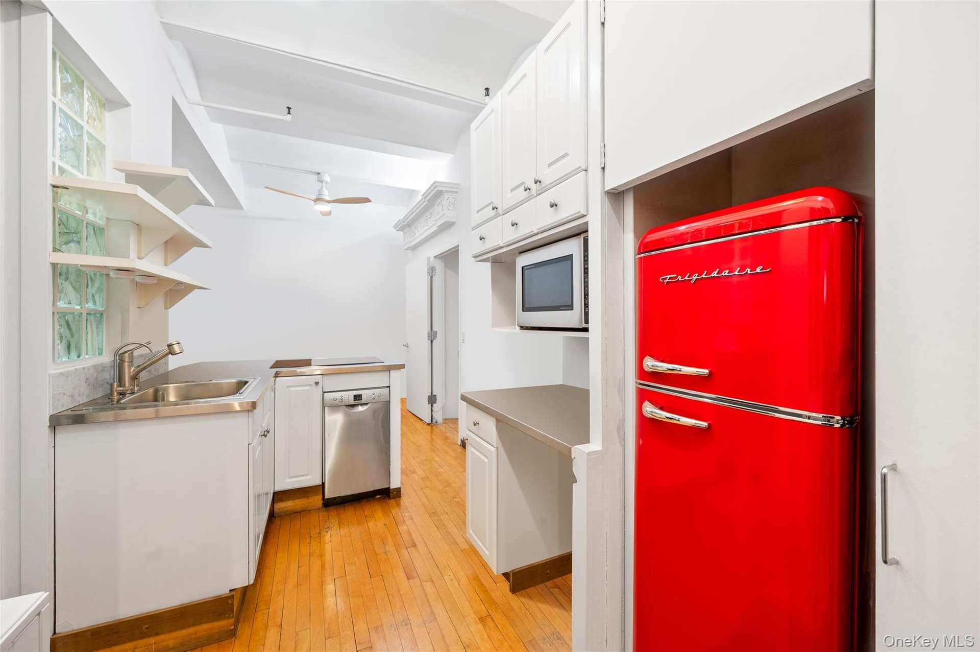 Kitchen with retro-style refrigerator
