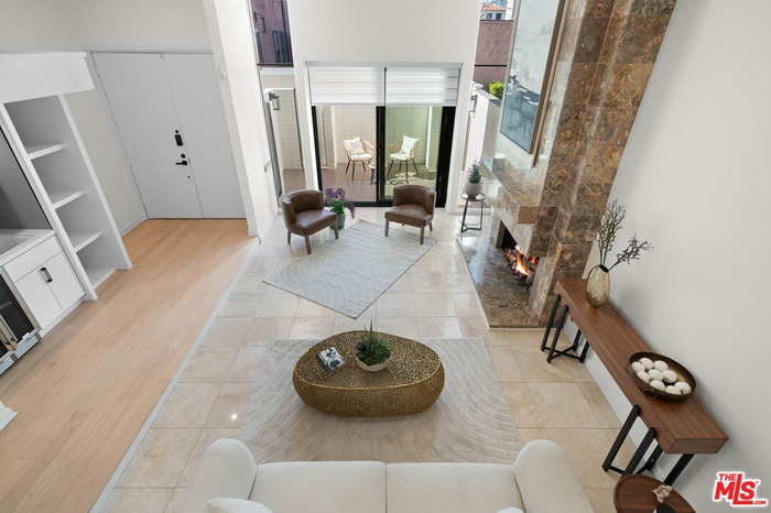 Looking down from dining area