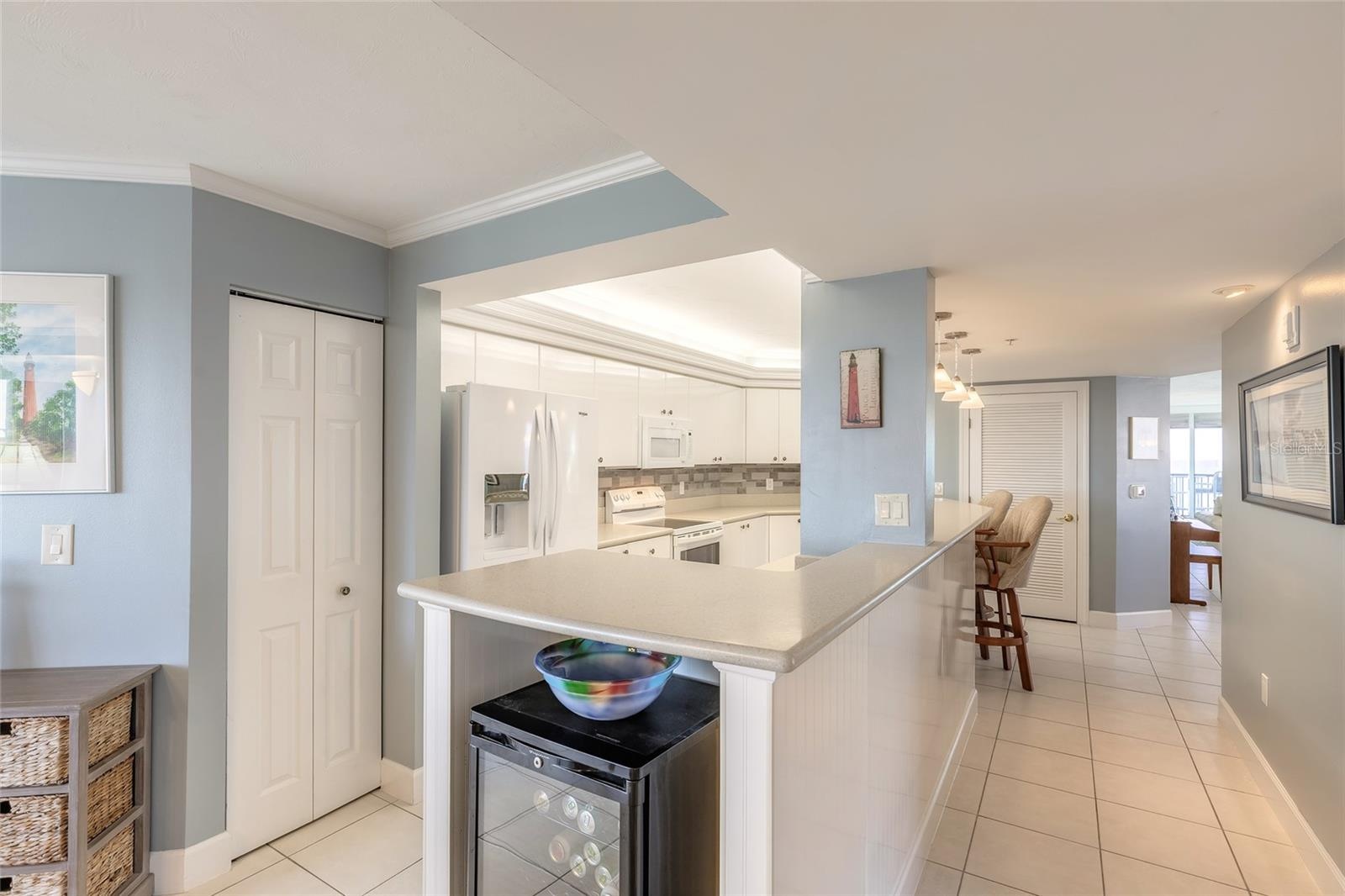 Kitchen has easy access to family and dining rooms