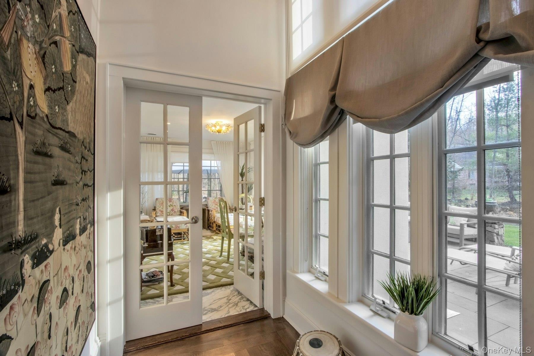 Entryway with dark hardwood / wood-style floors