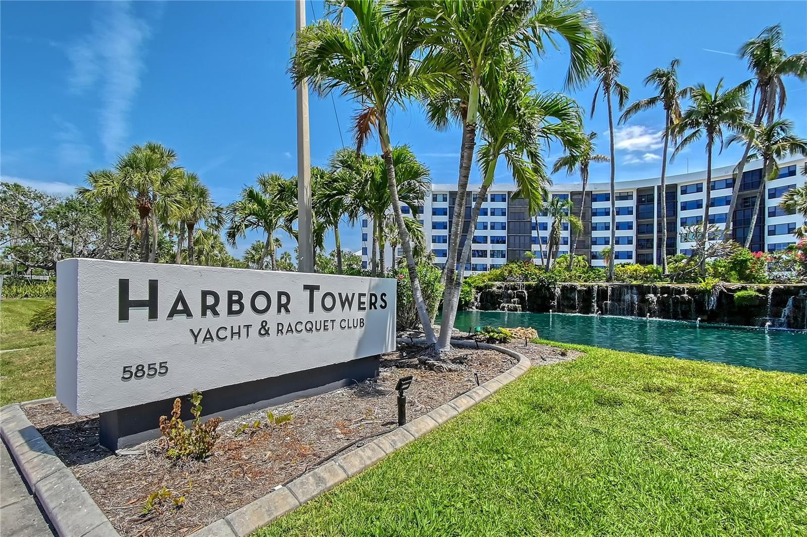 Harbor Towers Sign and Street View