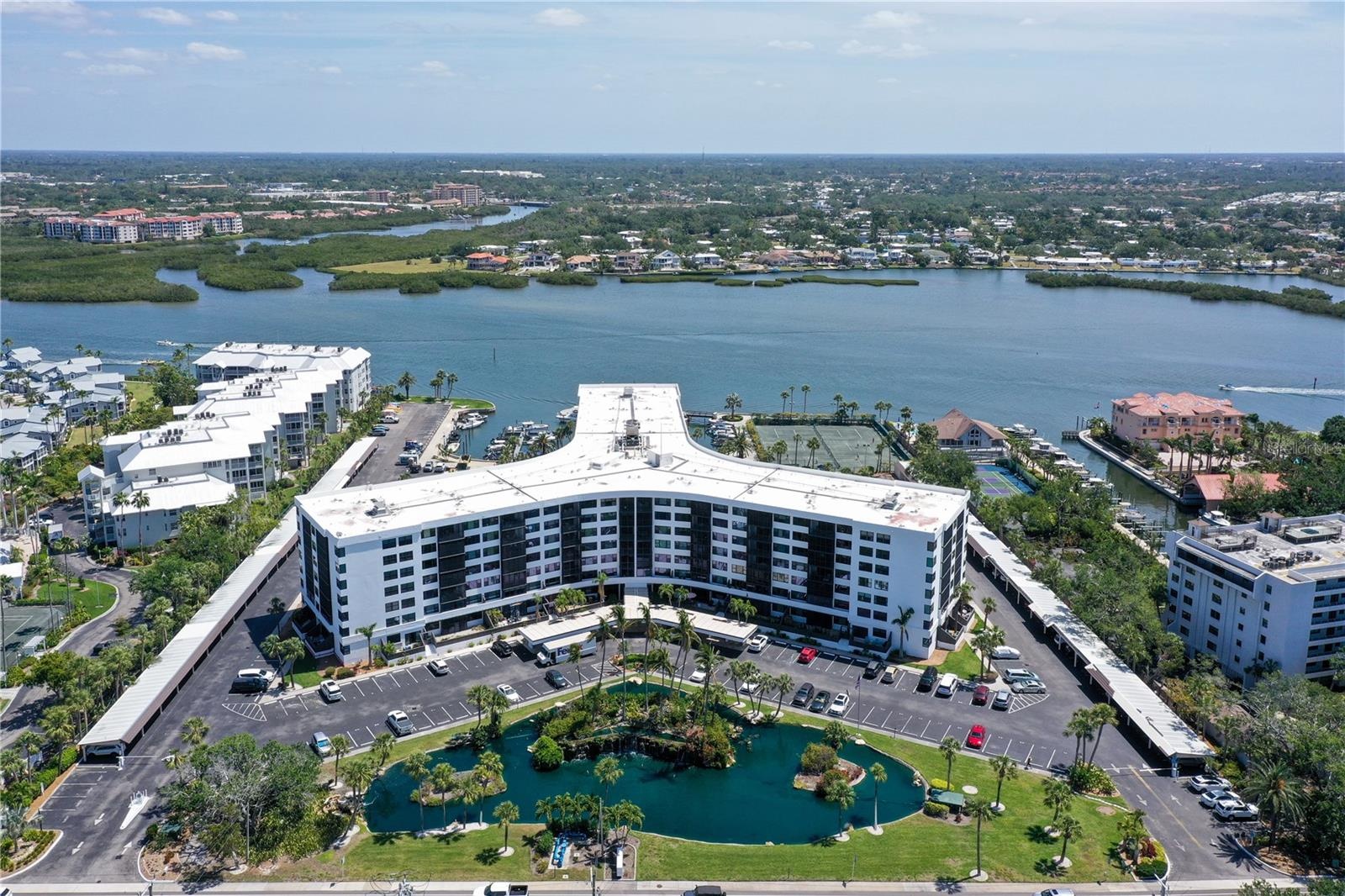 Aerial Front View of Harbor Towers