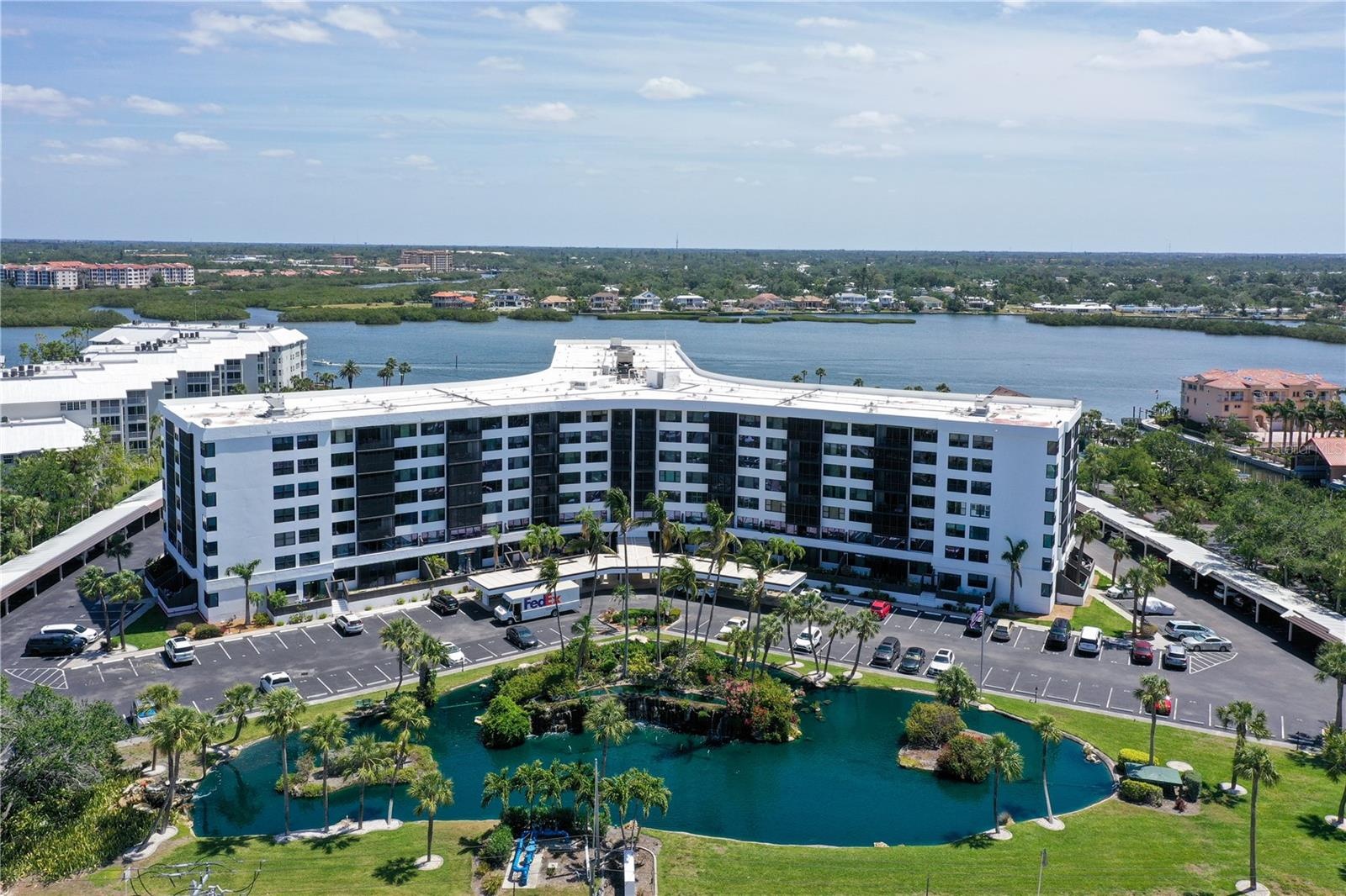 Aerial Front View of Harbor Towers