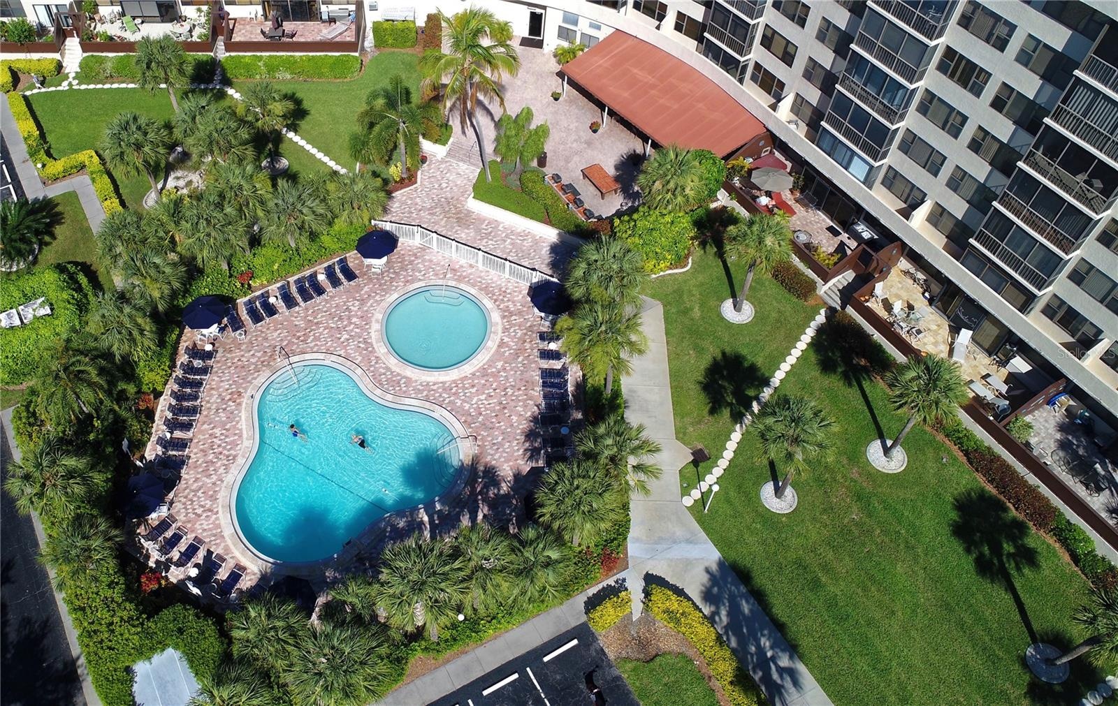 Aerial View of Harbor Towers Pools