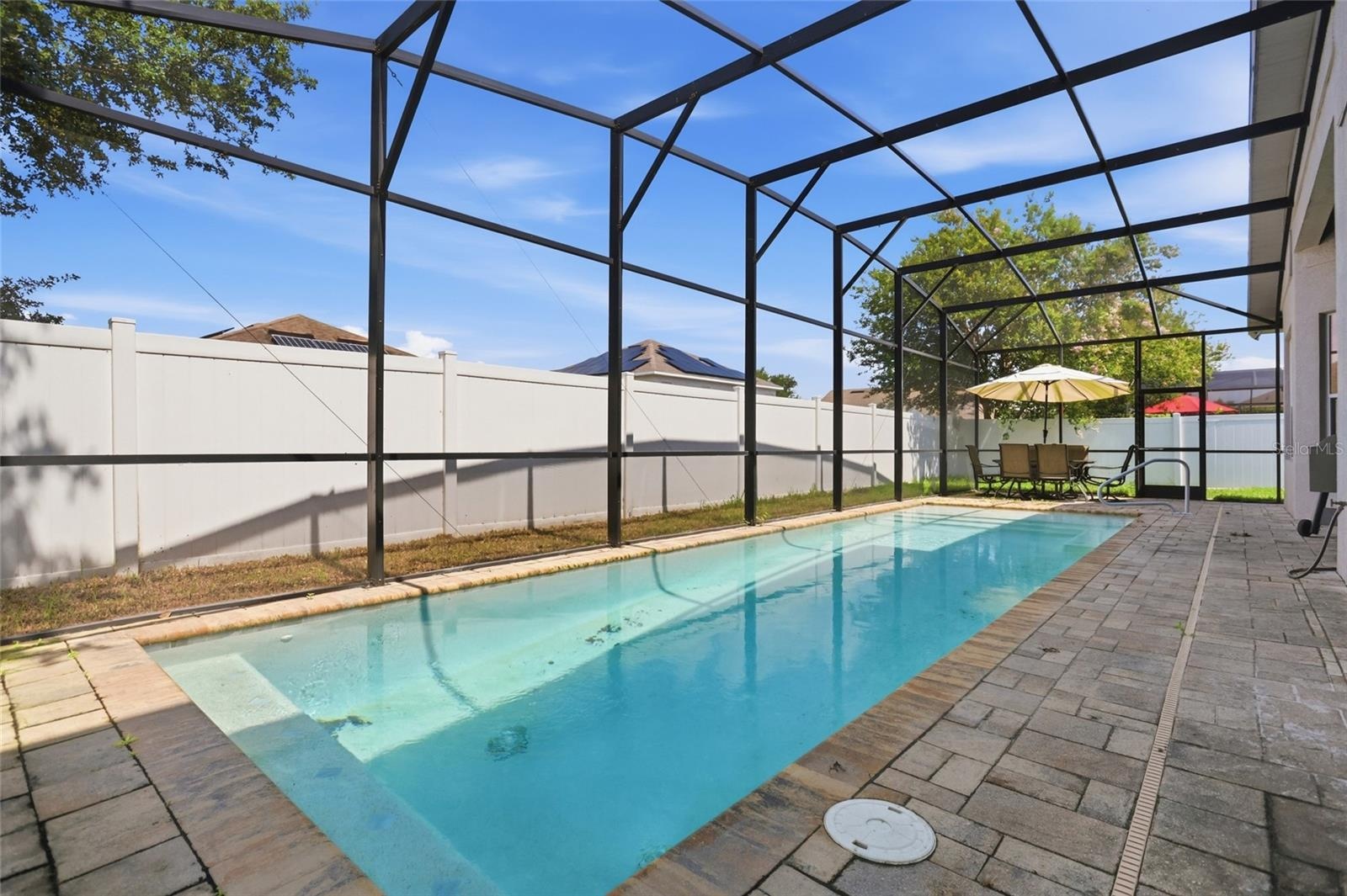 Pool has features water jets giving a swim against the current low-impact workout