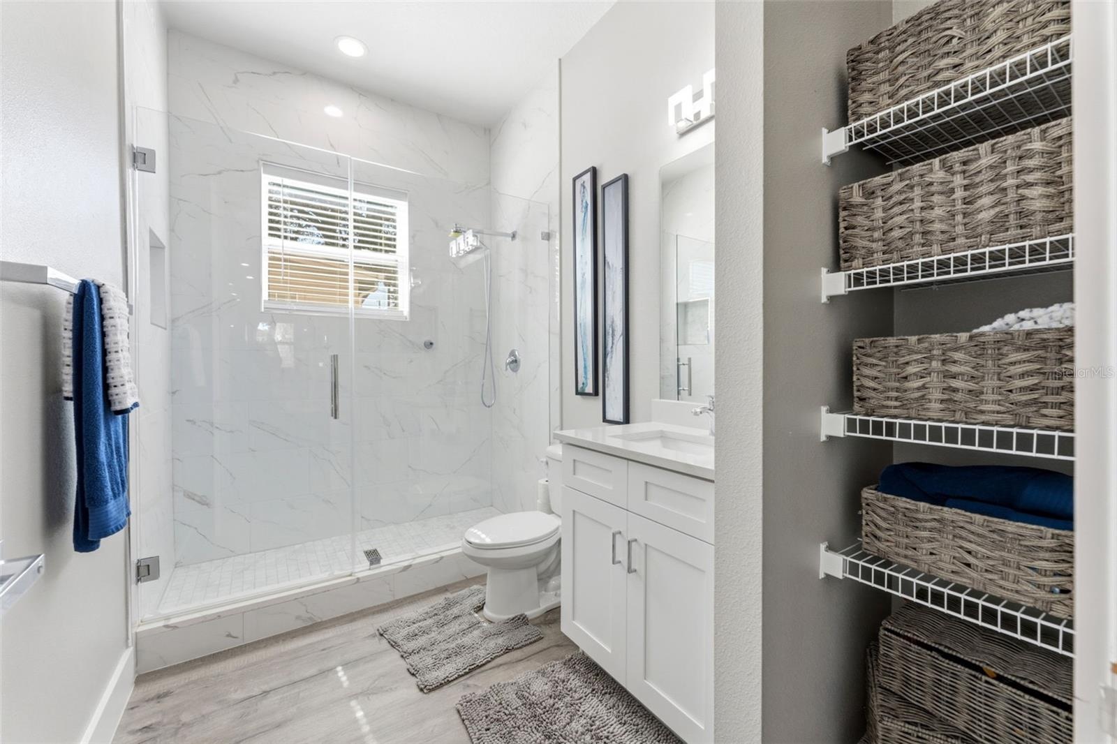 Full Bathroom Downstairs with Large Walk-in Shower with Rainfall Showerhead and Handheld