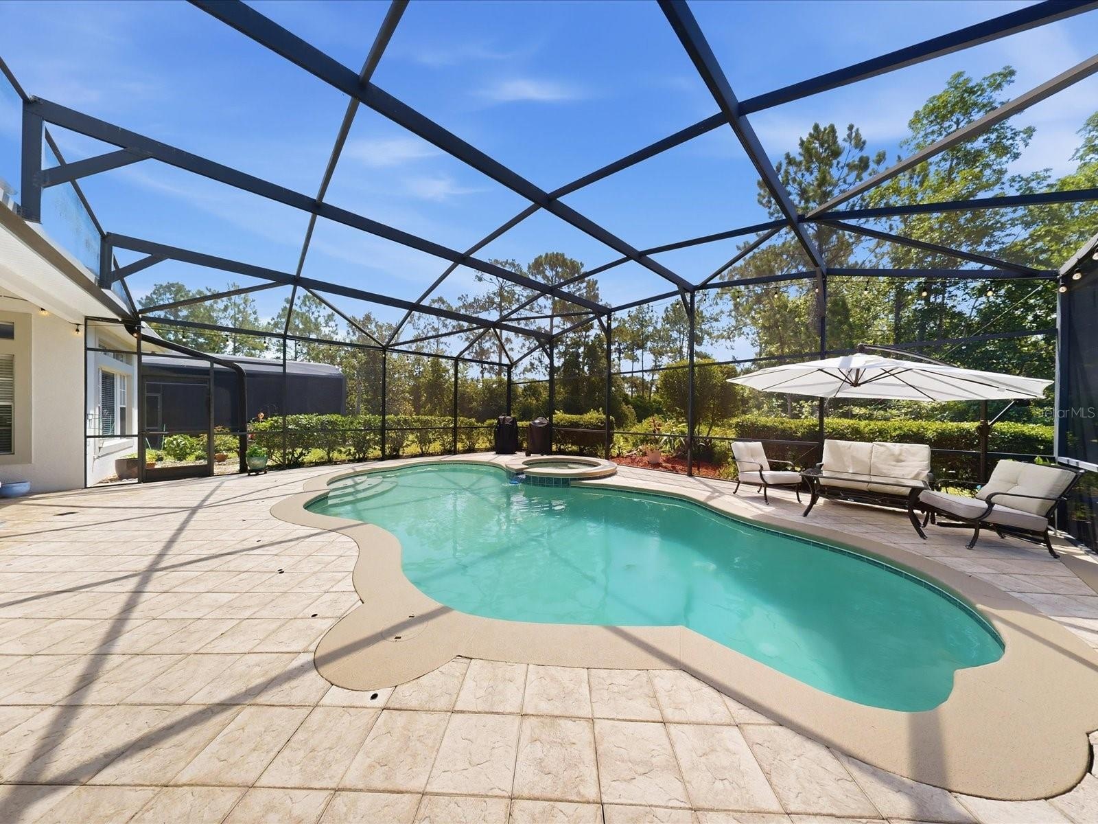 561 Harriswood Court heated pool with spa. Covered lanai with conservation view.