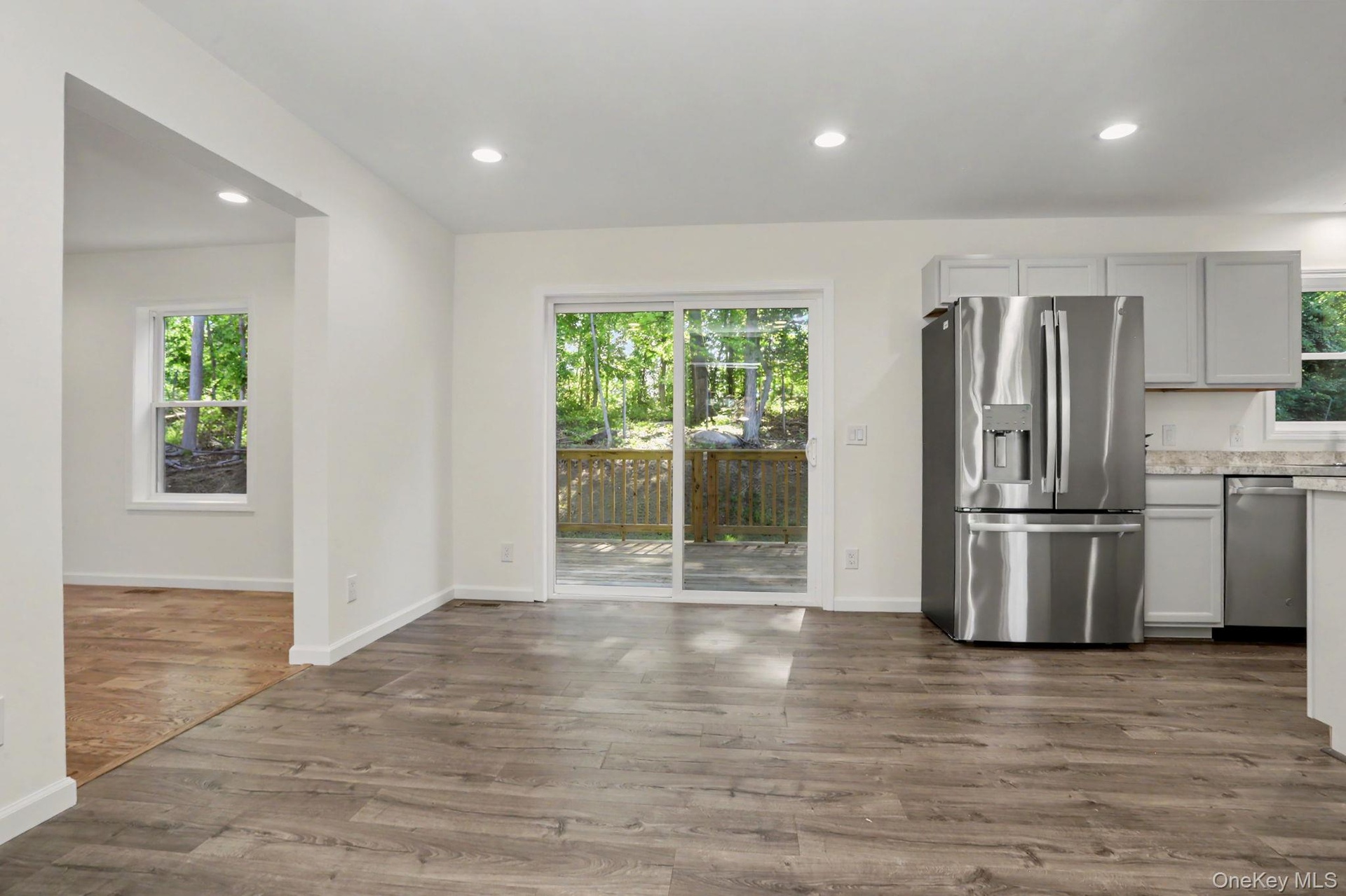 Eat-in kitchen with sliders out to back deck