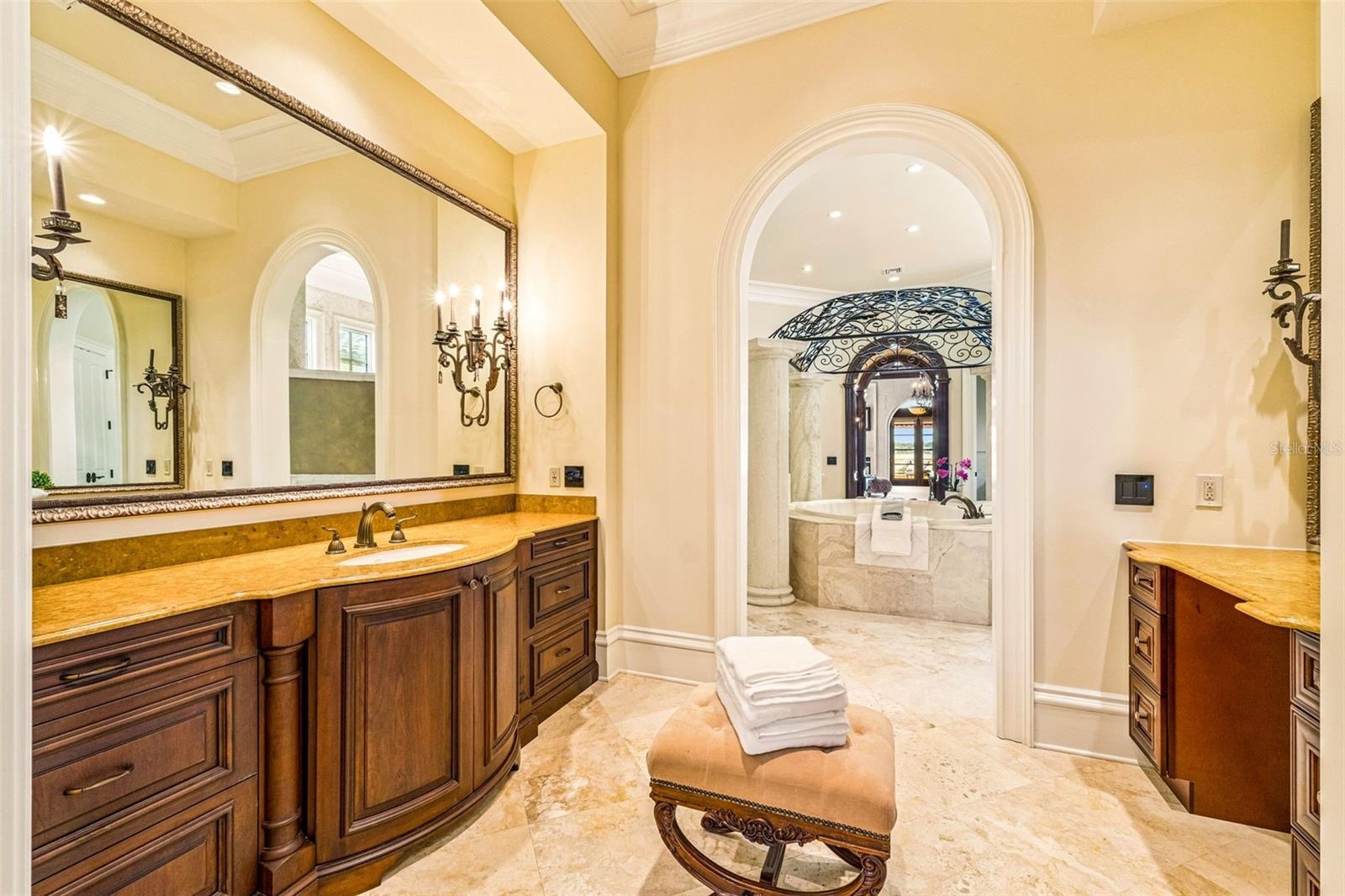 Primary Suite Bathroom with Separate Dual Sink Areas